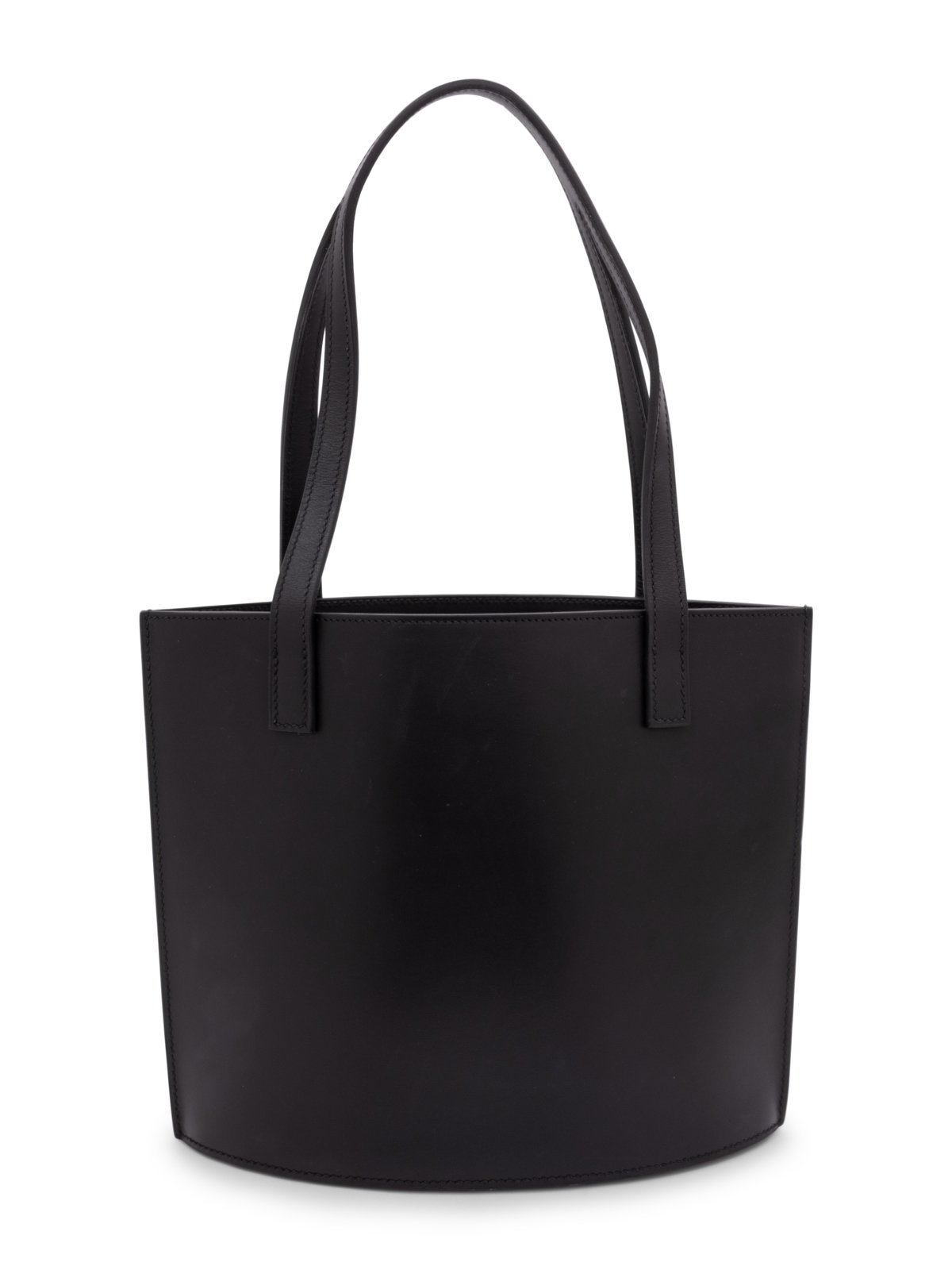 Appraisal: Black Herm s Bag Black leather handbag with single black