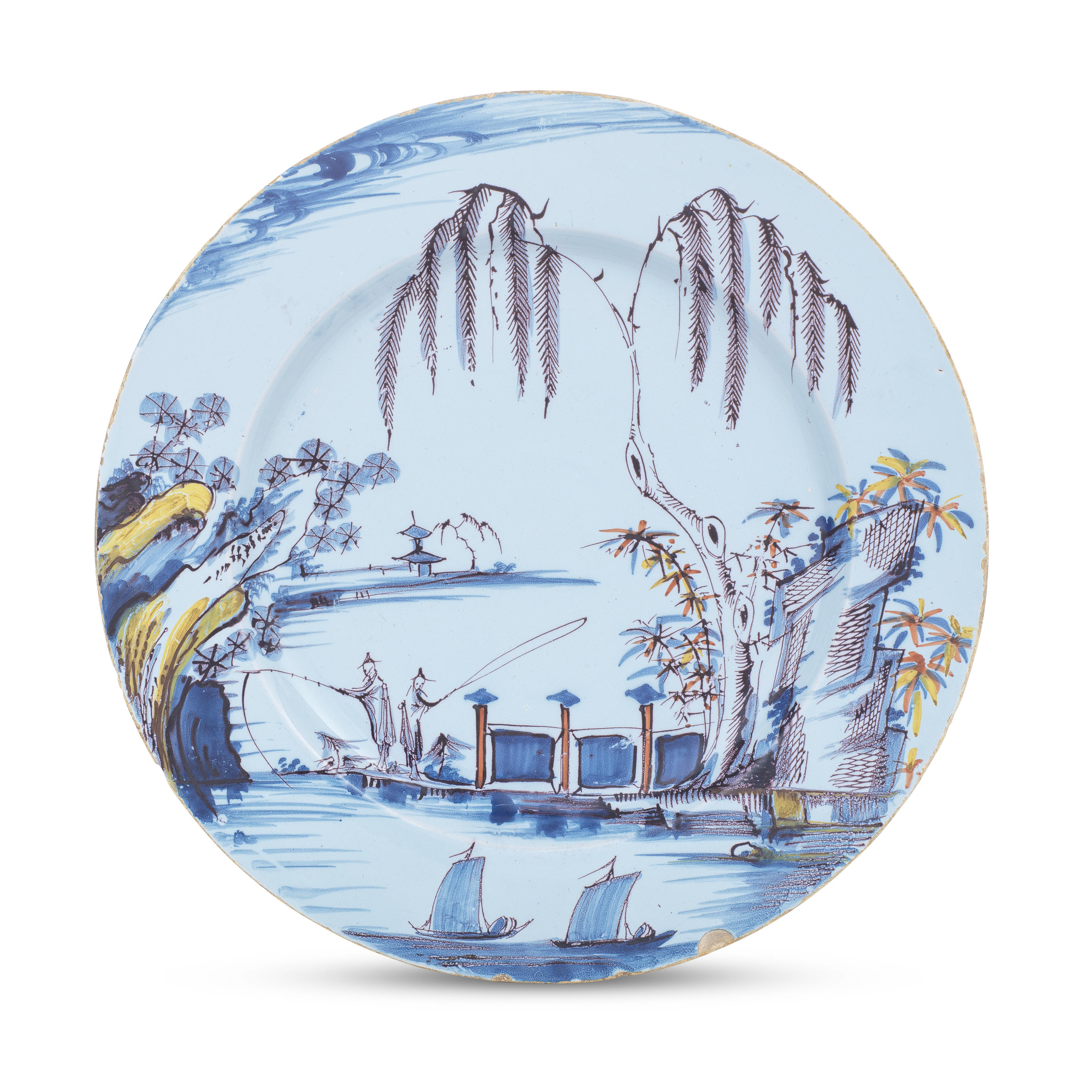 Appraisal: A BRISTOL DELFTWARE CHARGER CIRCA Finely painted in shades of