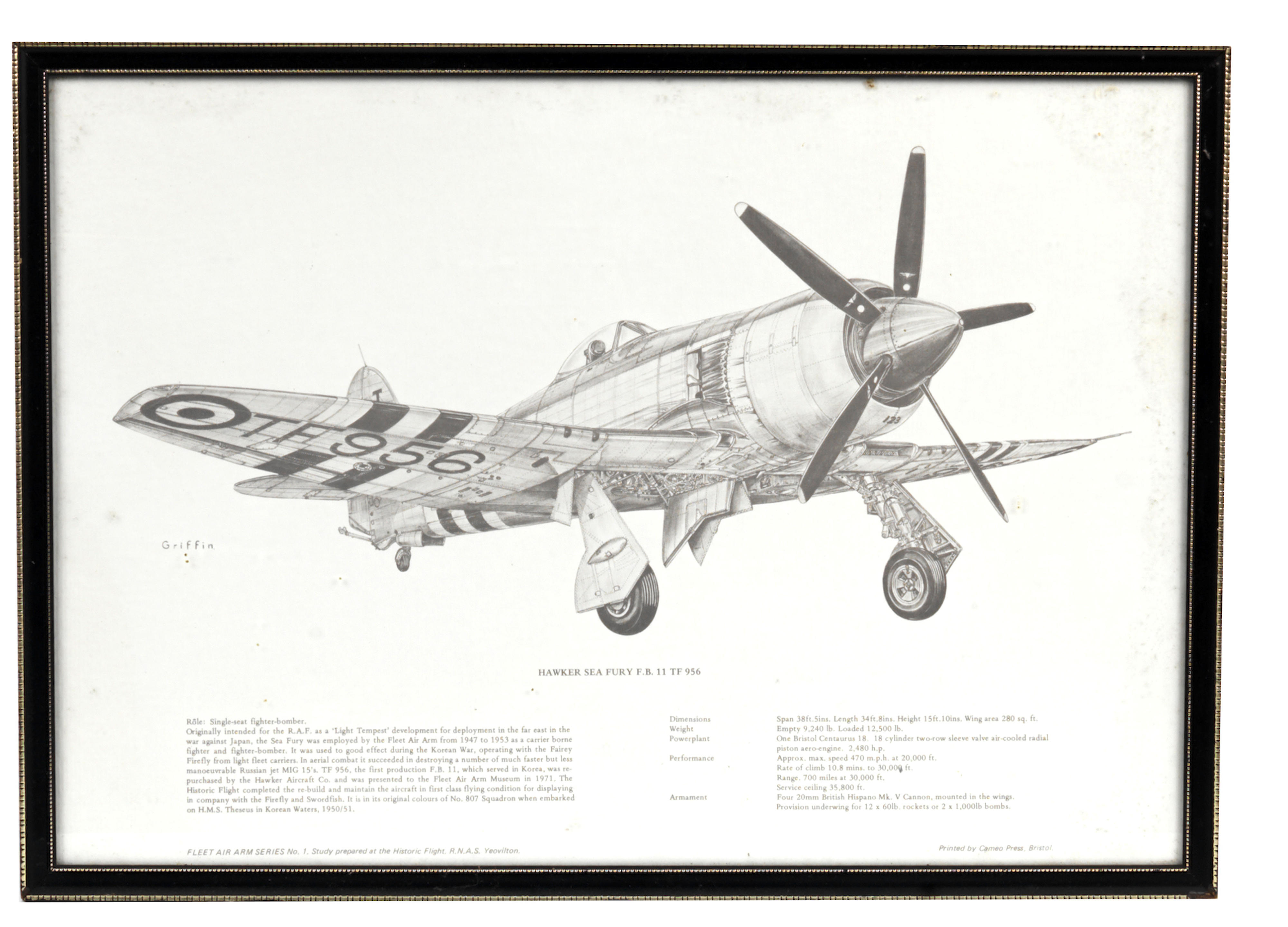 Appraisal: TWO PRINTS DEPICTING SUPERMARINE SPITFIRES comprising 'Spitfire' after Barrie A