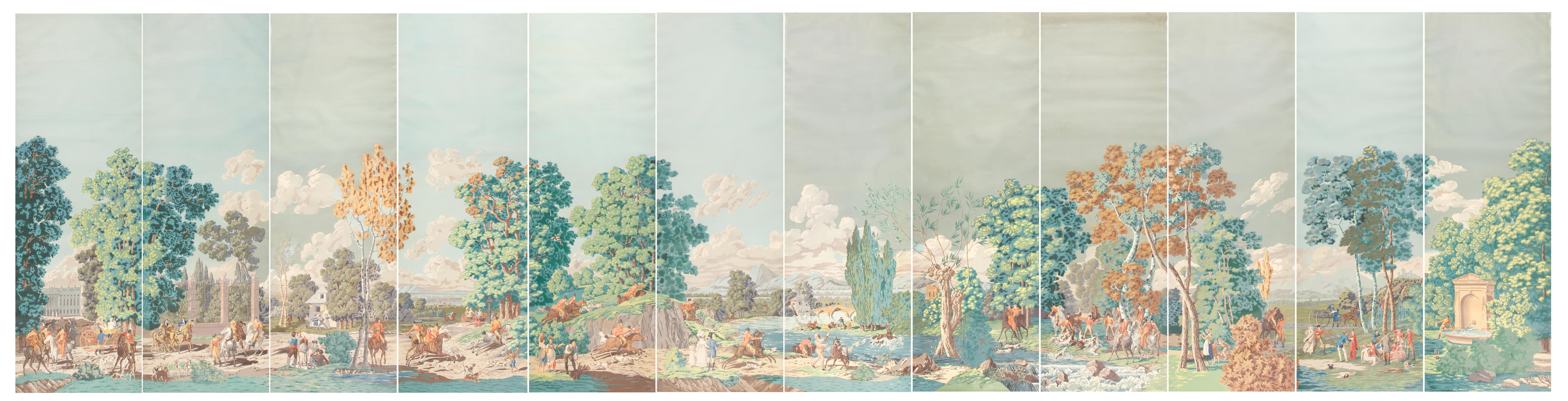 Appraisal: A SET OF TWELVE UNUSUAL HAND PAINTED 'LES CHASSES DE