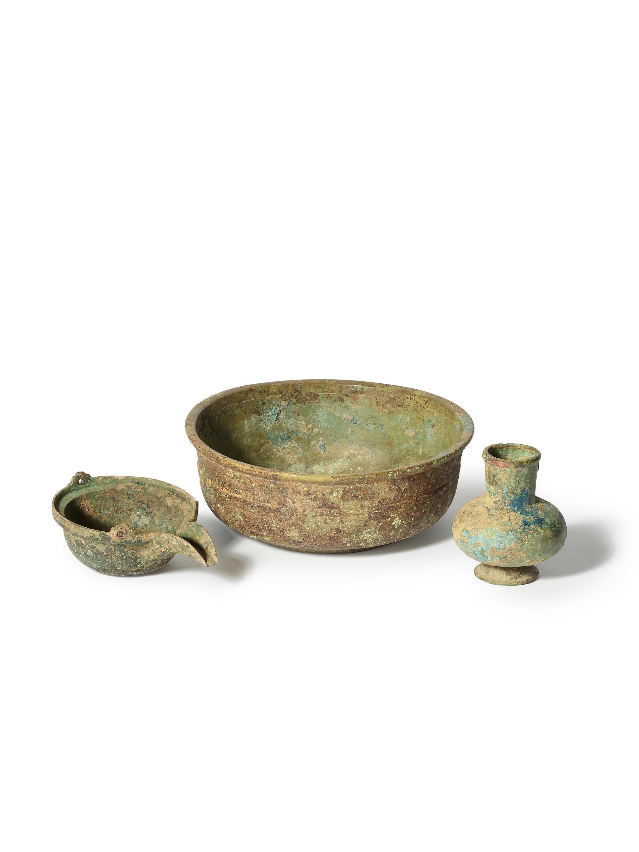 Appraisal: THREE BRONZE VESSELS Song Dynasty or earlier Including a bronze