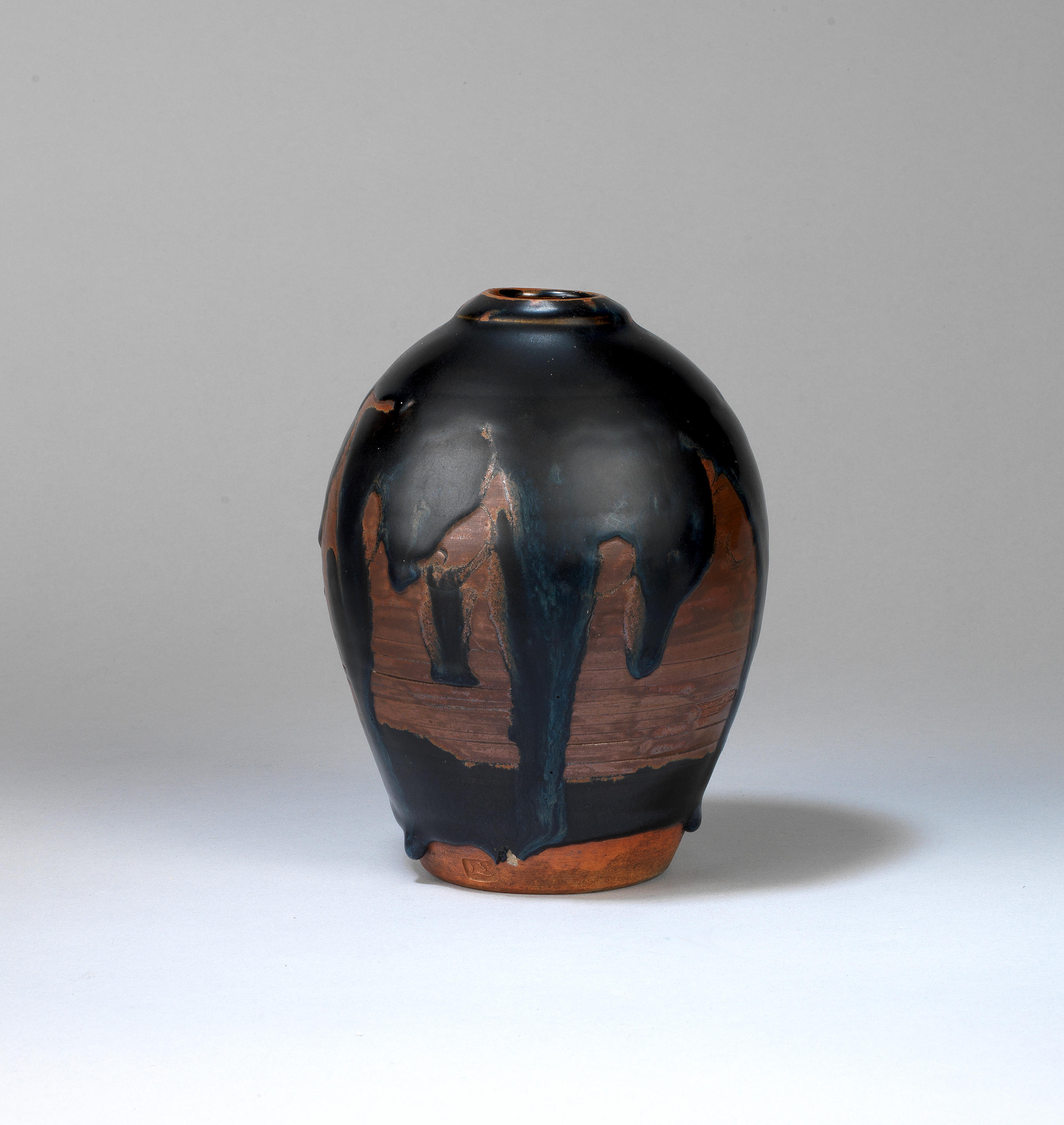 Appraisal: BERNARD LEACH BRITISH - Early vase circa Stoneware thick tenmoku