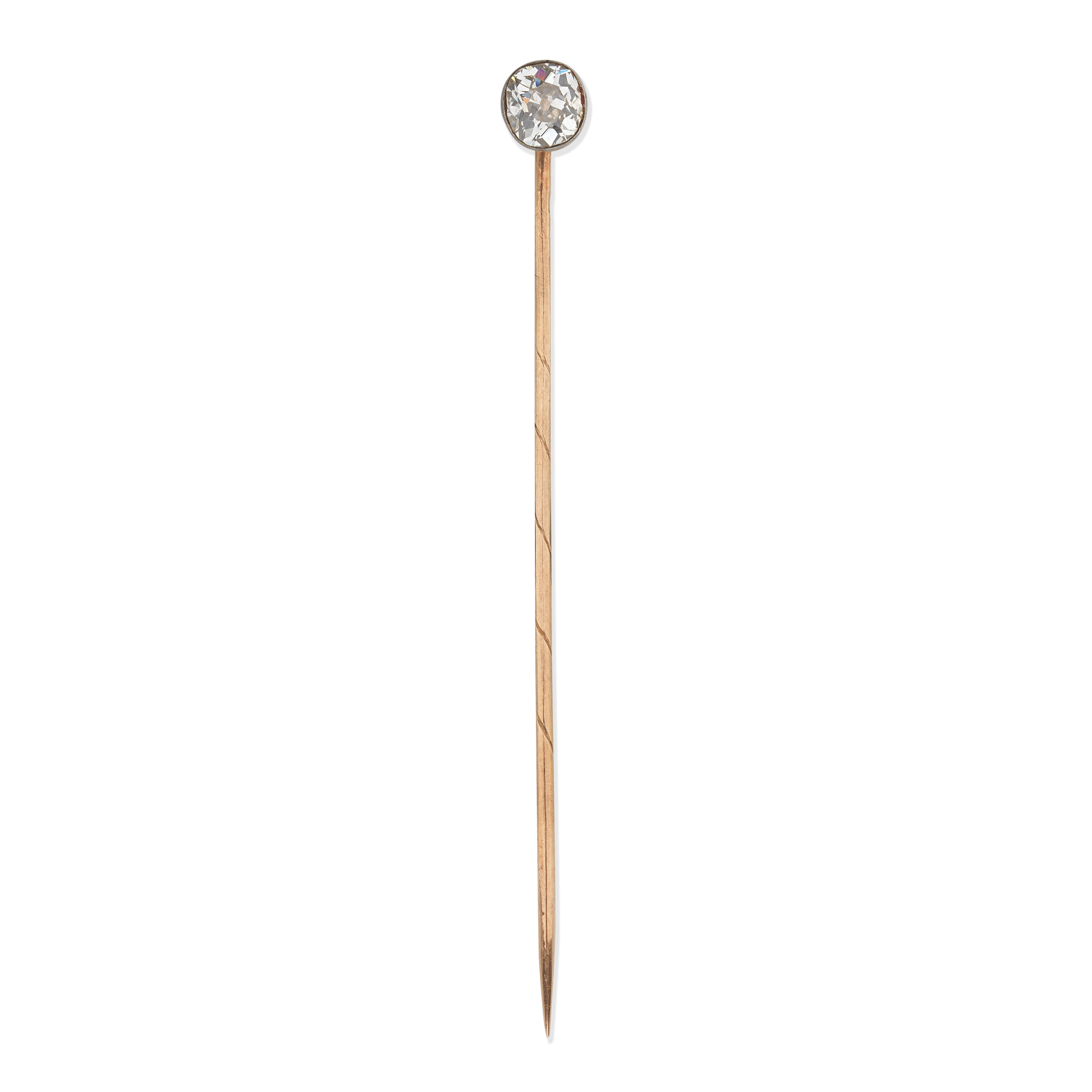 Appraisal: DIAMOND-SET STICK PIN Cushion-shaped diamond diamond approx ct Hungarian assay