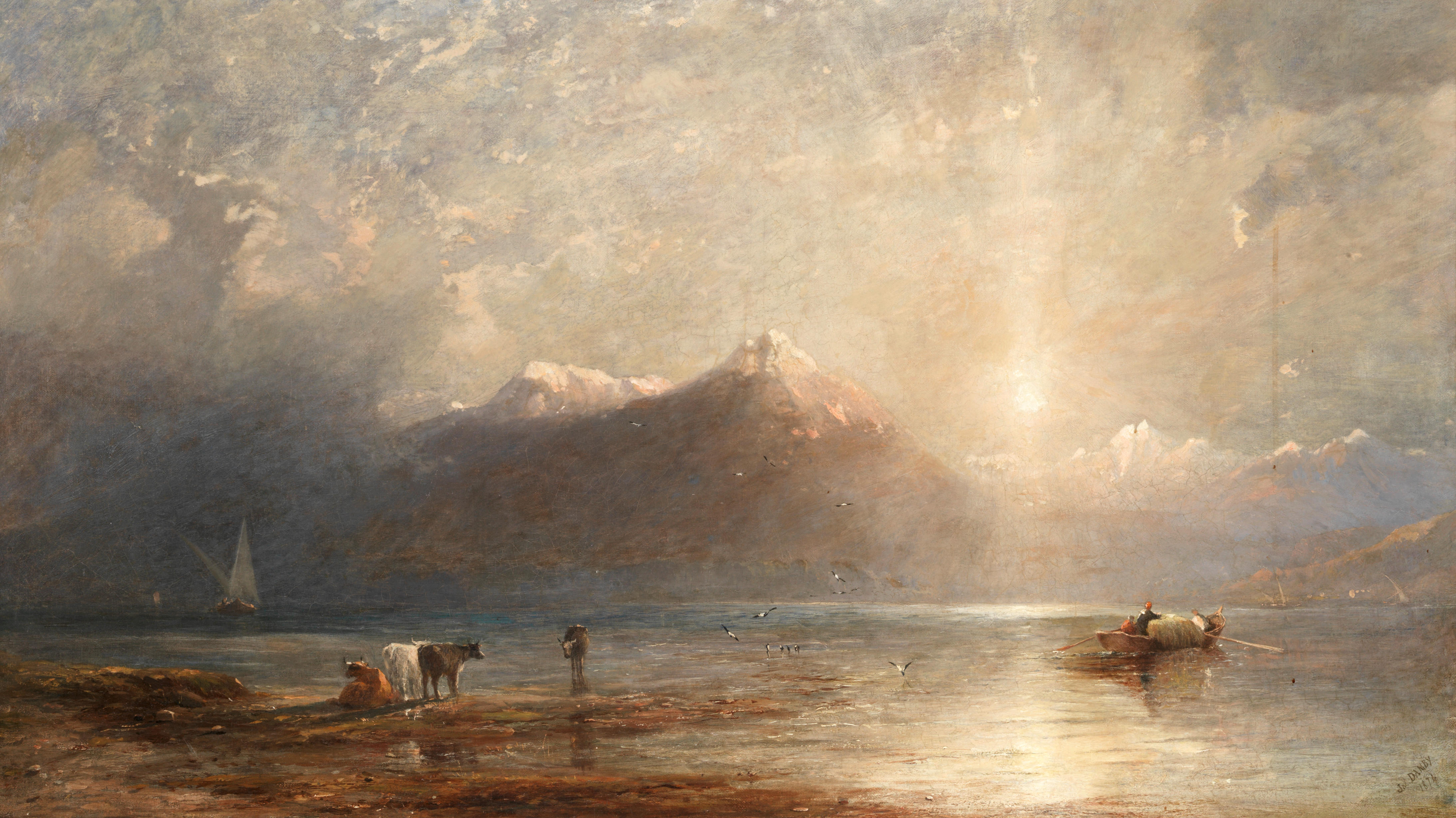 Appraisal: JAMES FRANCIS DANBY BRITISH - Loch scene with cattle and