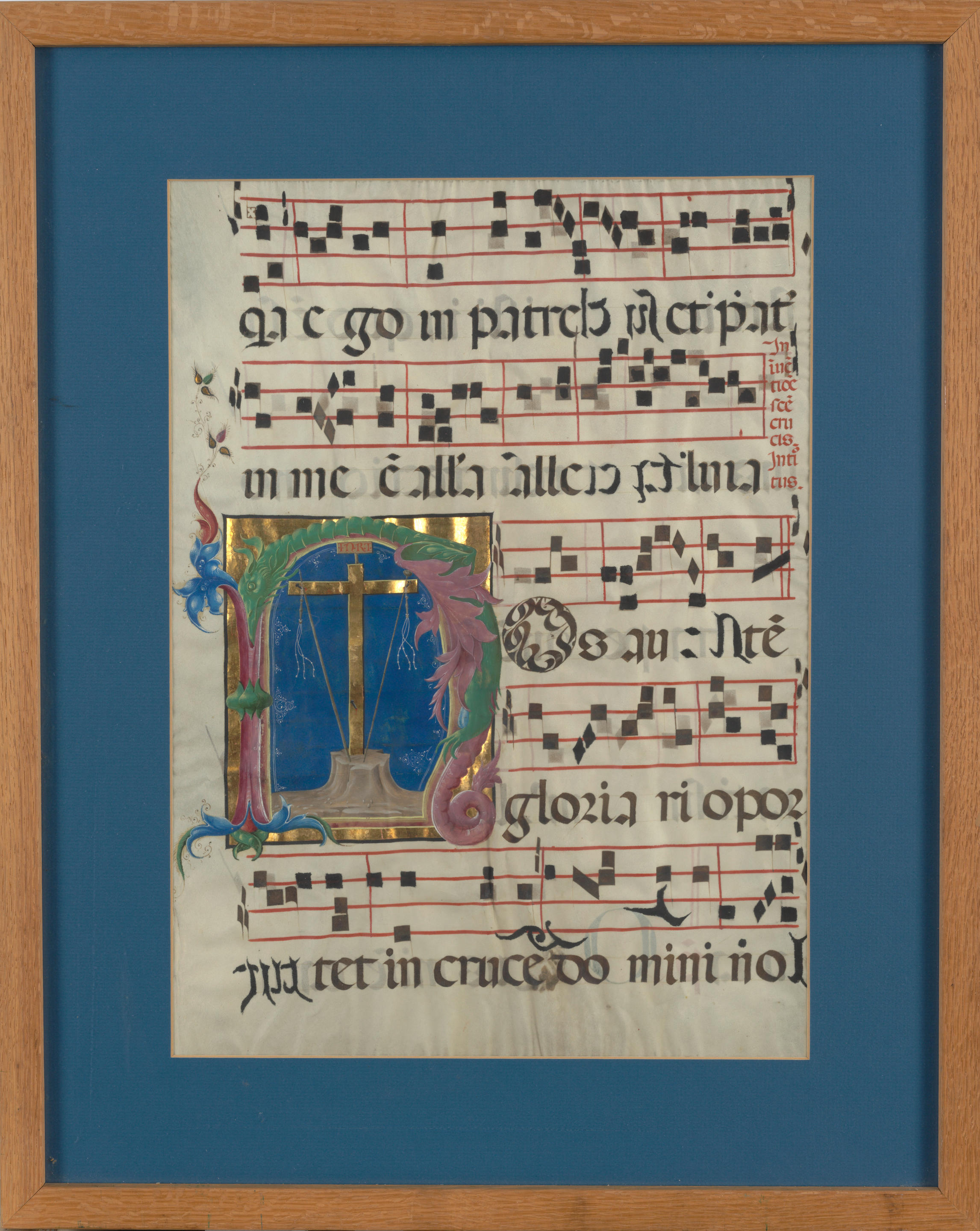 Appraisal: ILLUMINATED GRADUAL Illuminated Manuscript Leaf in Latin on vellum Italy