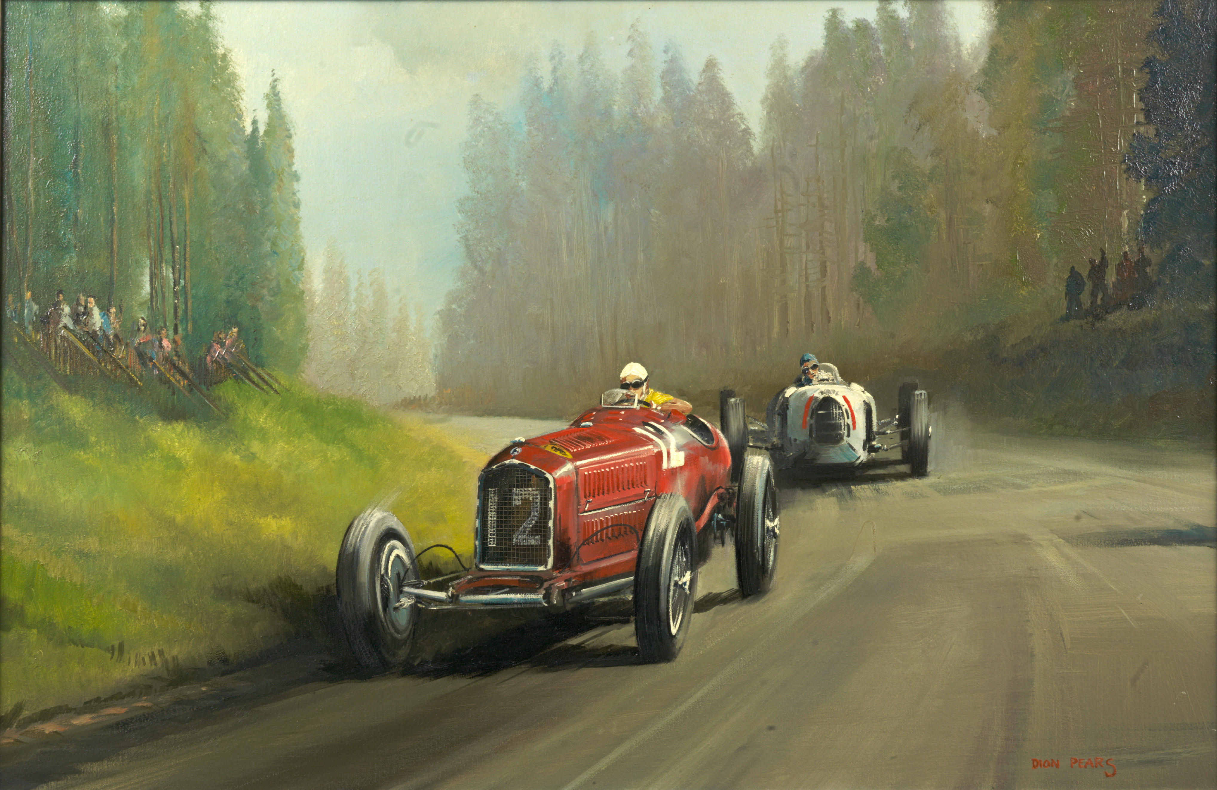 Appraisal: DION PEARS - ' GERMAN GRAND PRIX' signed acrylic on