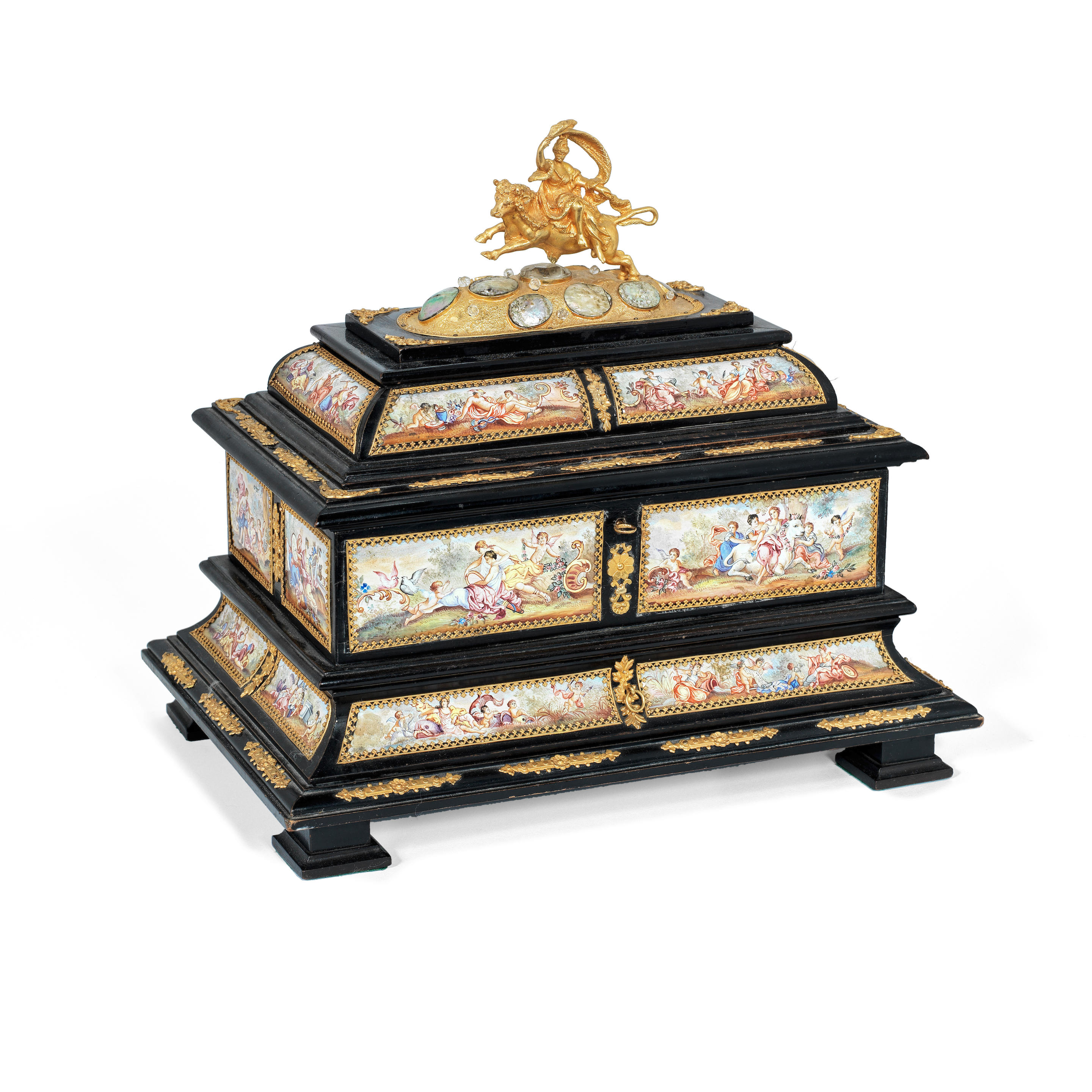 Appraisal: AN AUSTRIAN GILT BRONZE MOUNTED AND EBONISED TABLE CASKET WITH