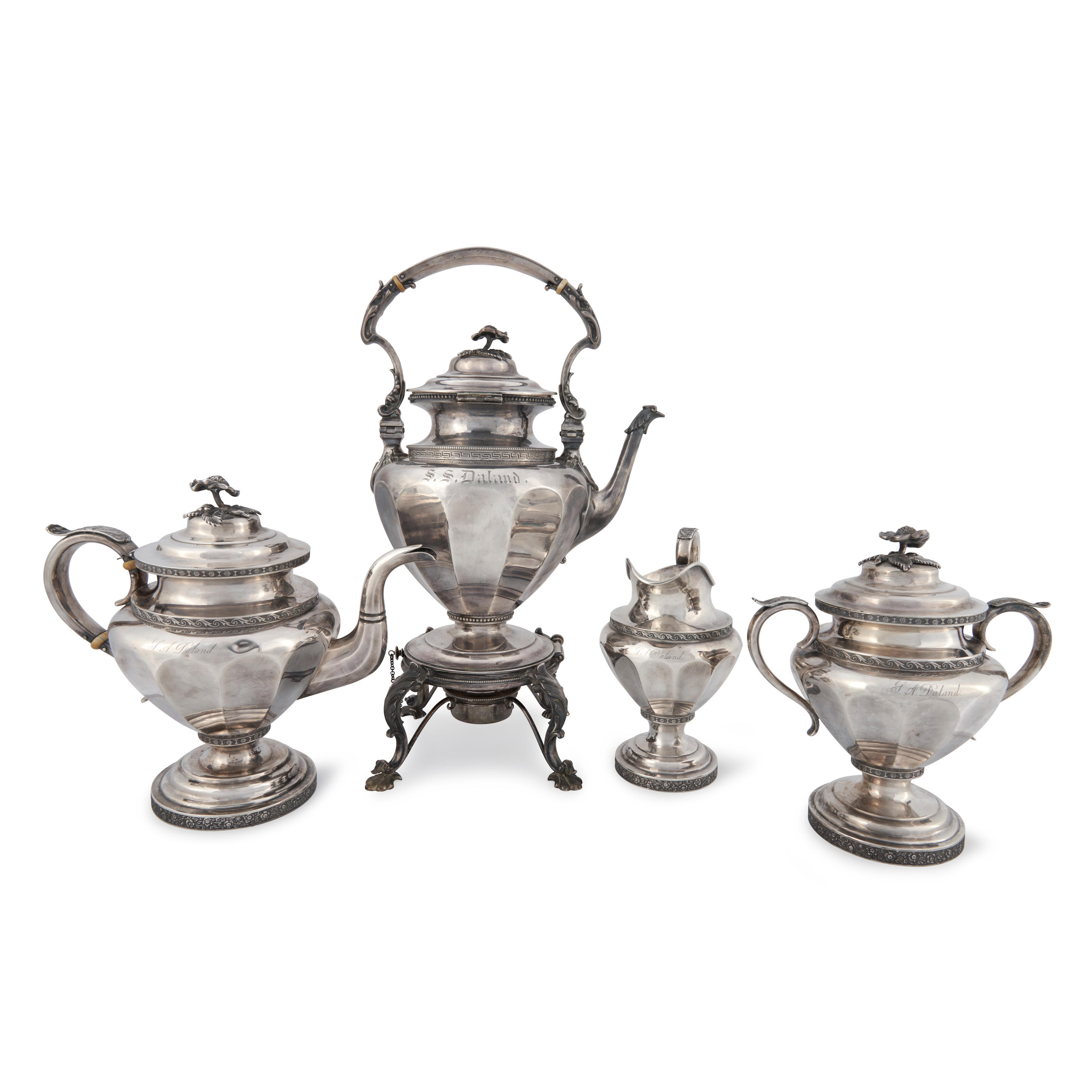 Appraisal: AN AMERICAN COIN SILVER TEA SERVICE Boston circa - retailed