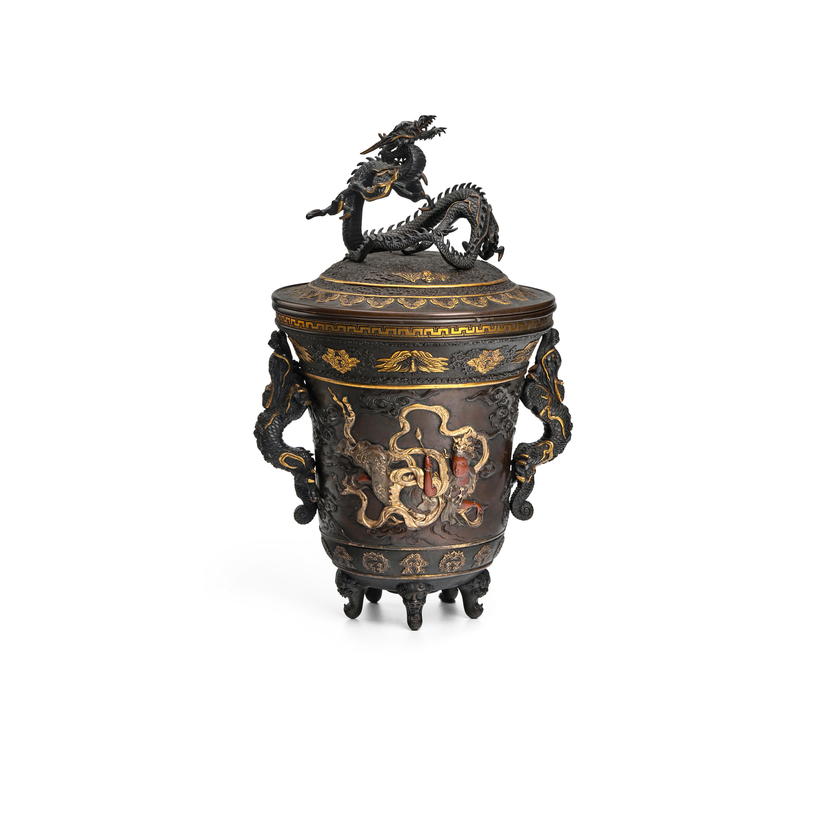 Appraisal: AN INLAID BRONZE INCENSE BURNER Meiji era - late th