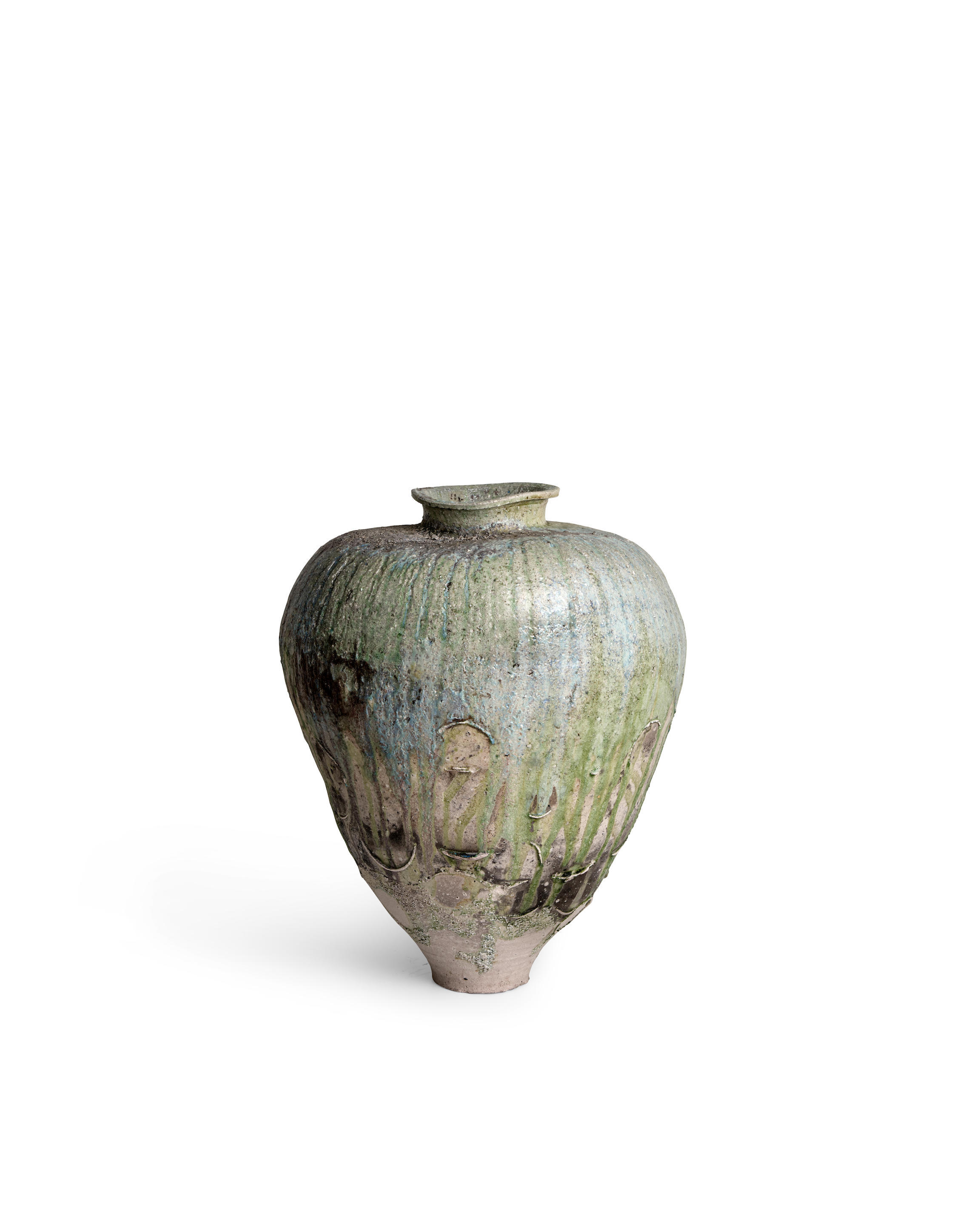 Appraisal: TSUJIMURA YUI B Large stoneware jar with natural ash glaze