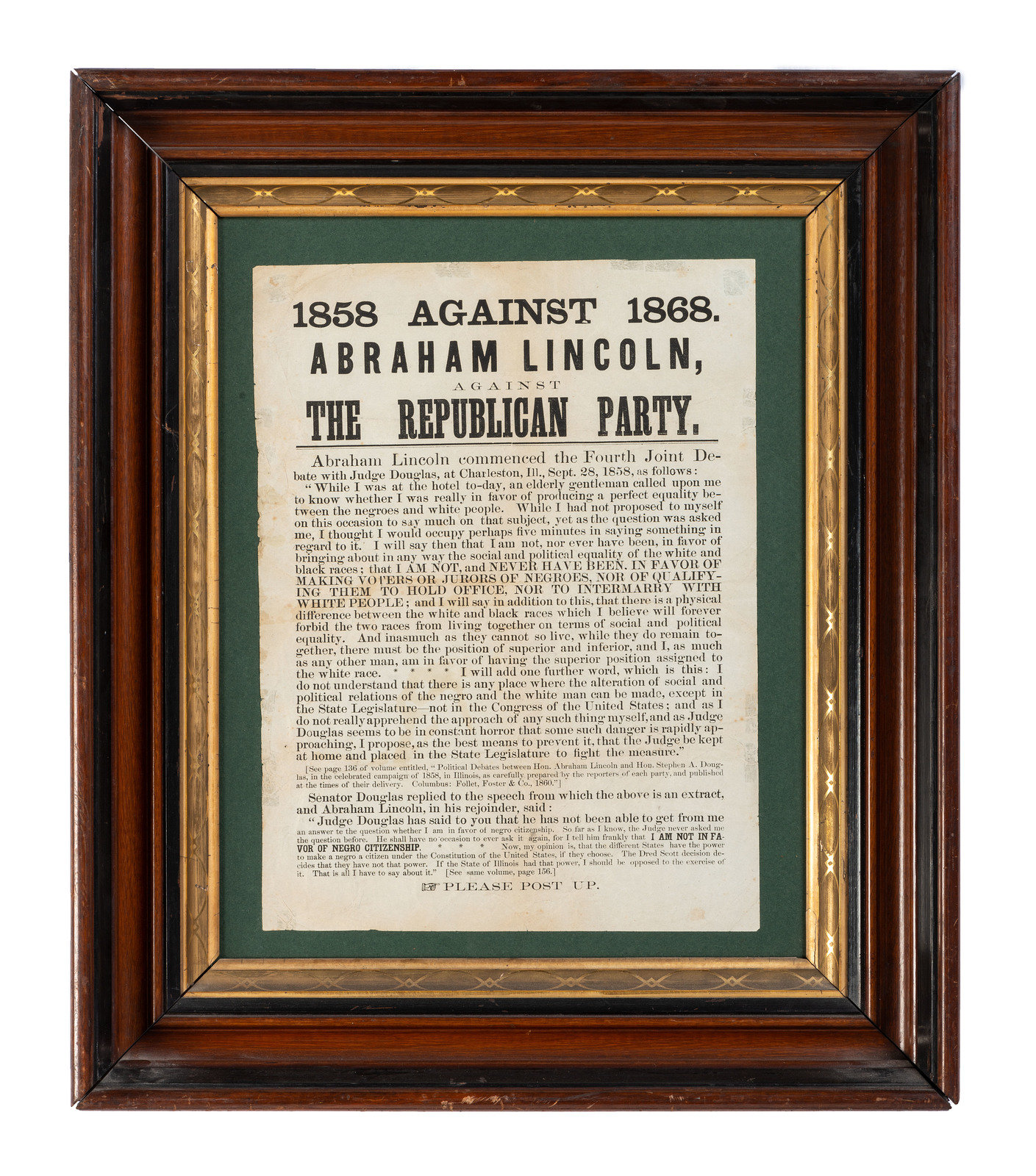 Appraisal: POLITICS -- TH AMENDMENT Against Abraham Lincoln Against the Republican