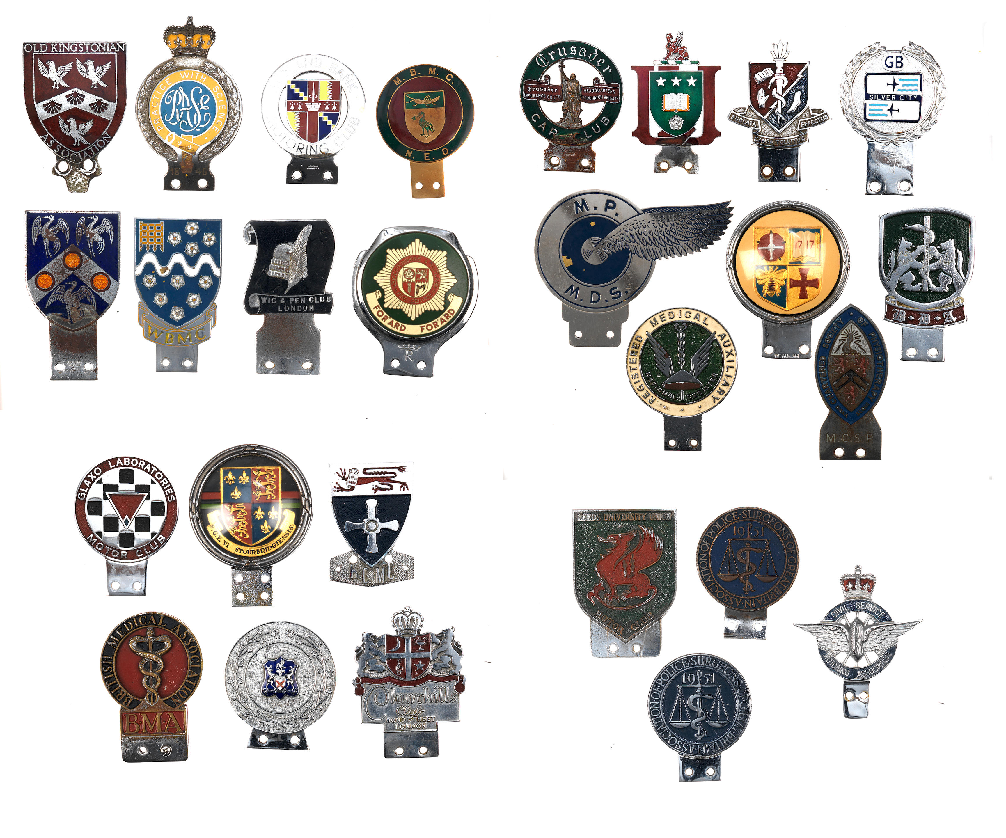 Appraisal: TWENTY-SEVEN CAR BADGES RELATING TO MEDICAL LEGAL FINANCIAL AND OTHER