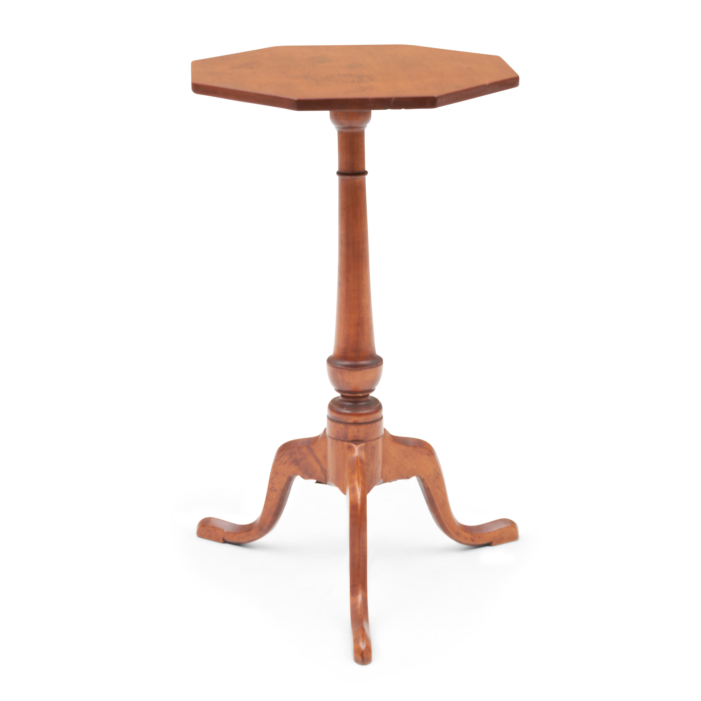 Appraisal: FEDERAL-STYLE MAHOGANY OCTAGONAL-TOP CANDLESTAND with turned shaft and cabriole legs