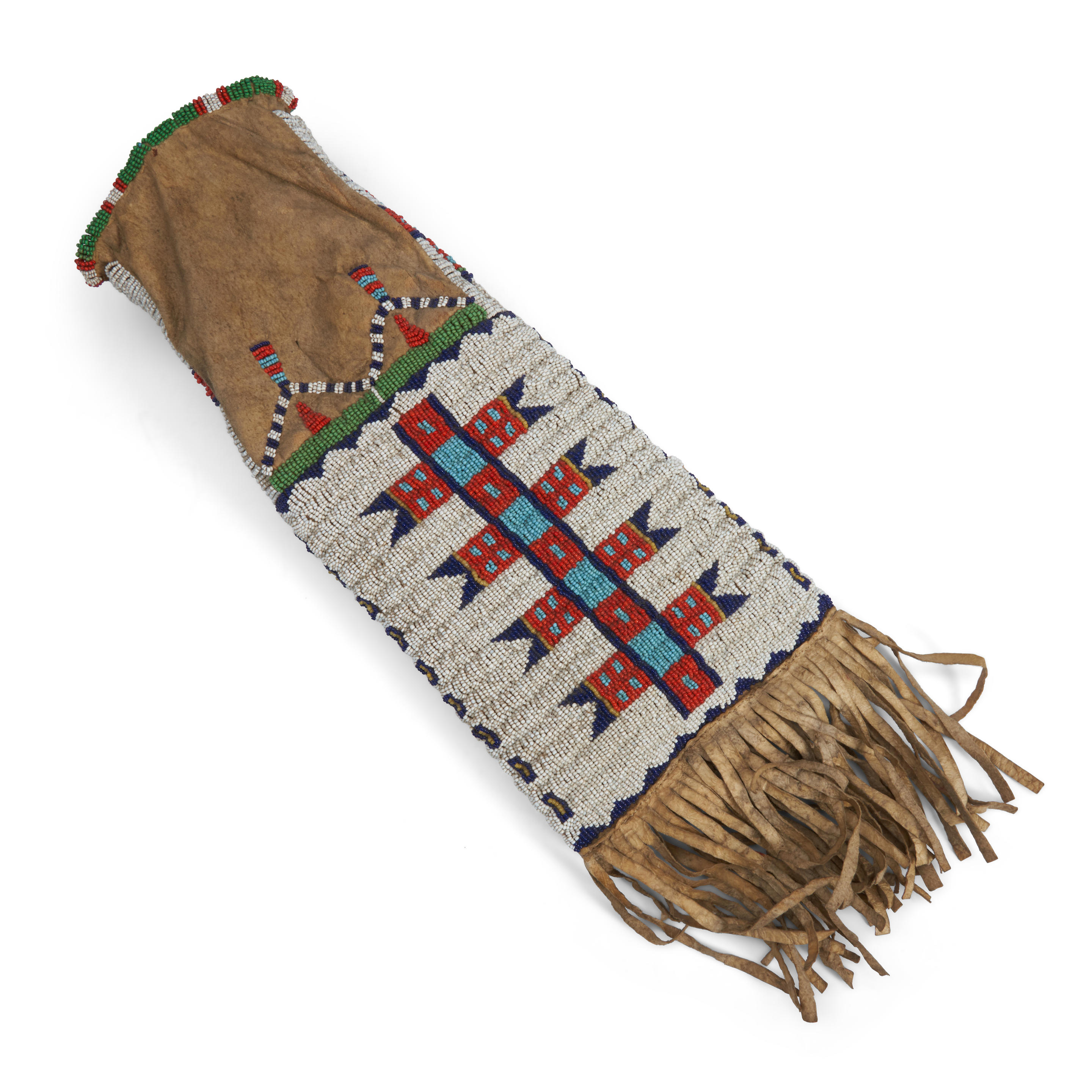 Appraisal: A PLAINS BEADED HIDE PIPE BAG Tsis tsis'tas Cheyenne fourth