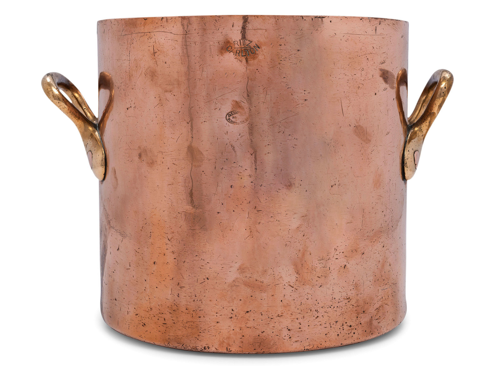 Appraisal: A French Copper Stock Pot with Brass Handles Gaillard Late