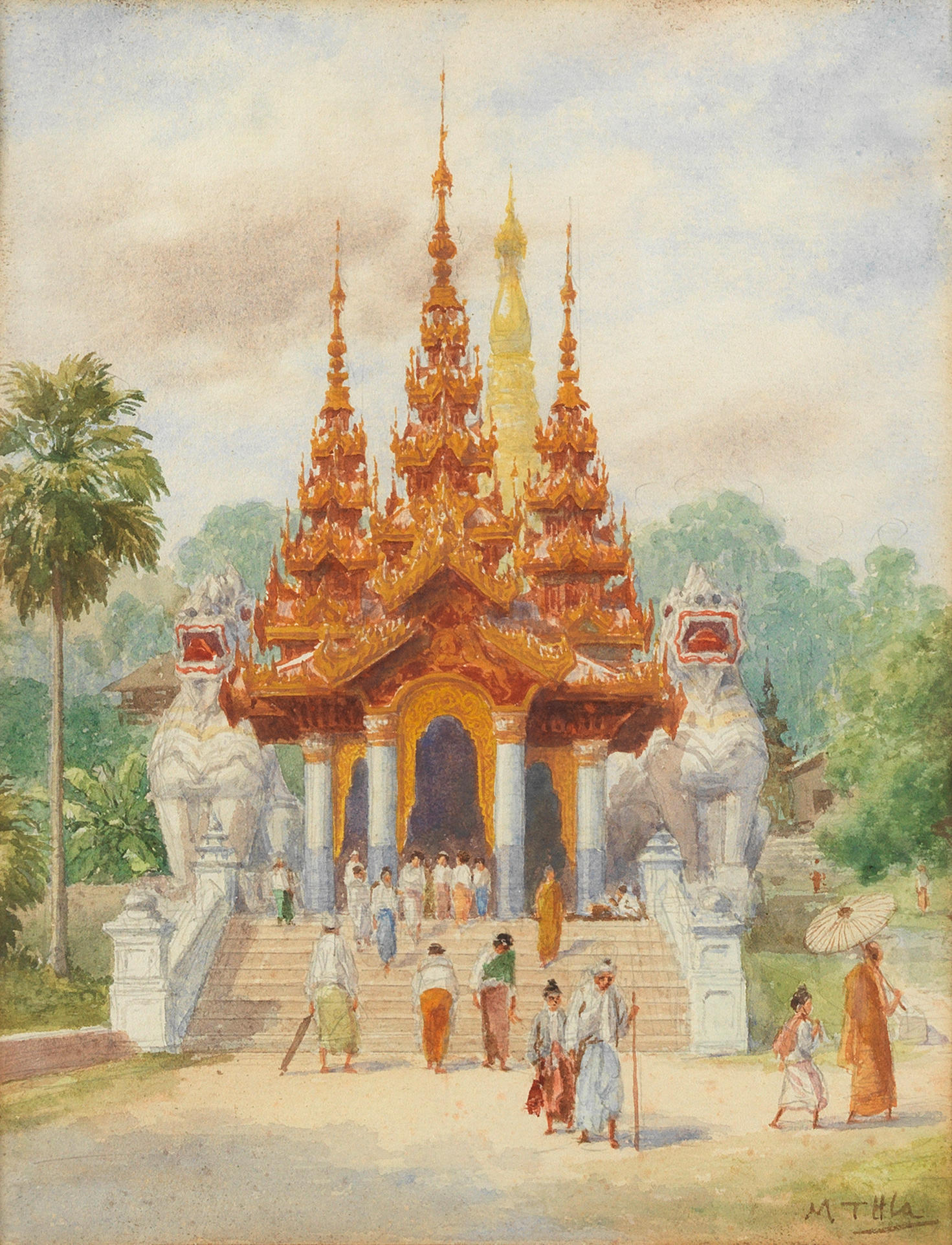 Appraisal: MG TUN HLA BURMESE - 'Entrance to Schwedagon Pagoda' Rangoon