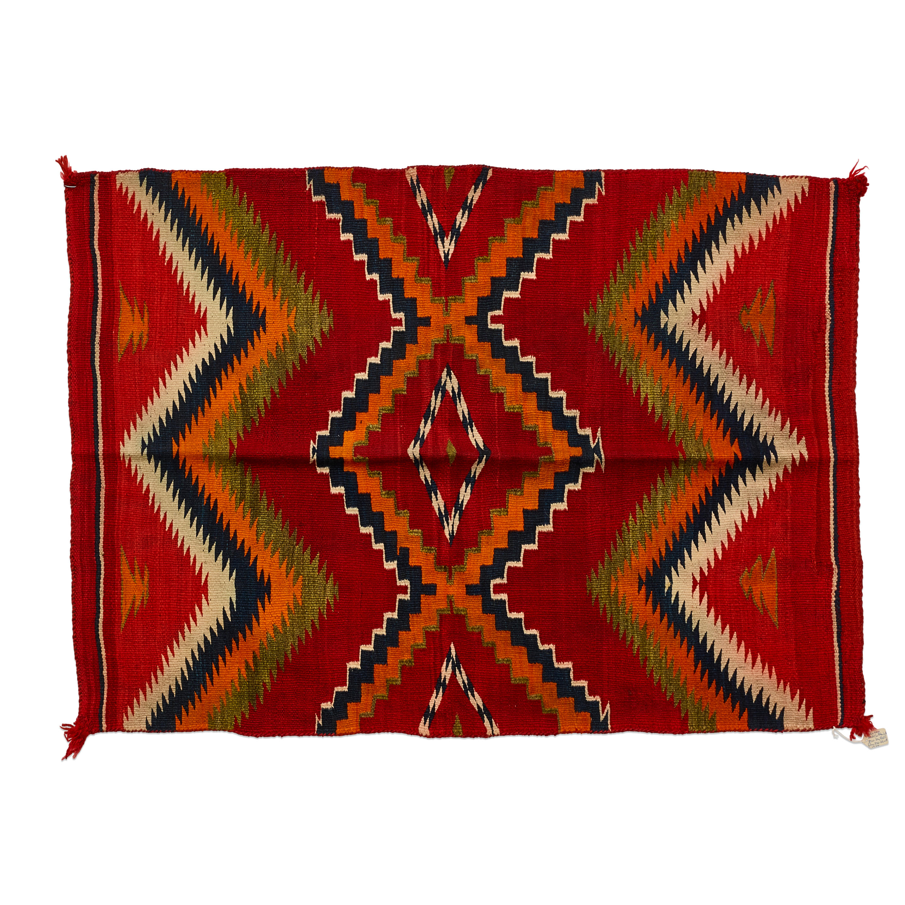 Appraisal: A DIN NAVAJO TRANSITIONAL WEAVING Designed with opposing zigzag bands