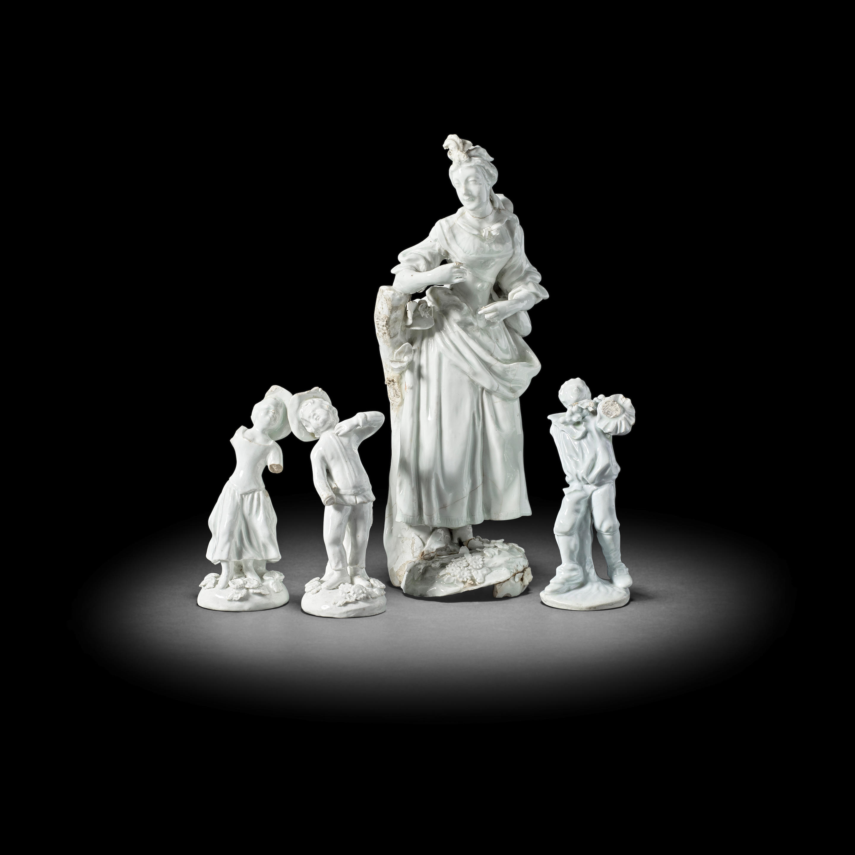 Appraisal: A STUDY GROUP OF ENGLISH PORCELAIN FIGURES CIRCA - All