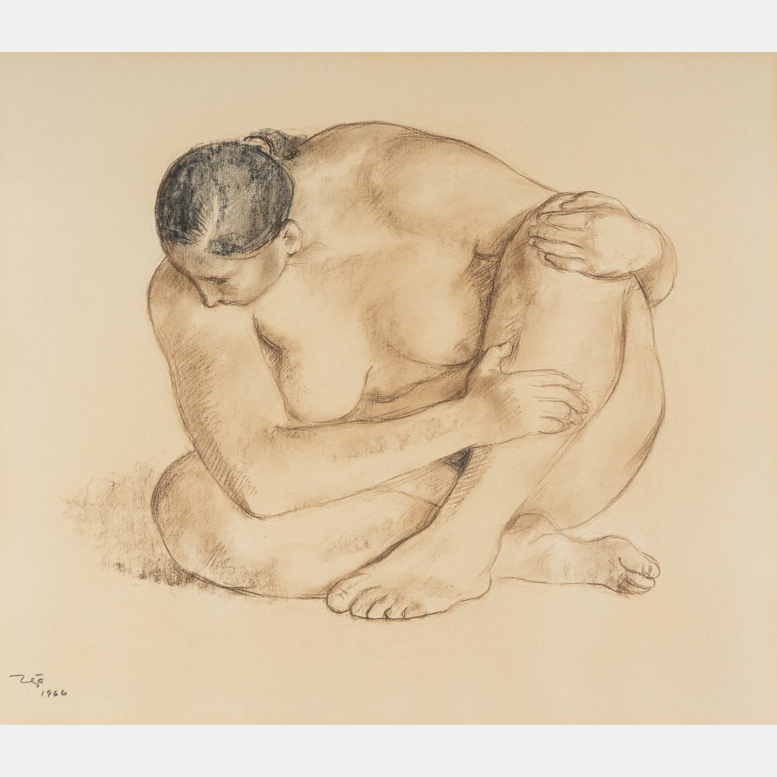 Appraisal: Francisco Z iga Mexican - Sitting Nude Head Down cont