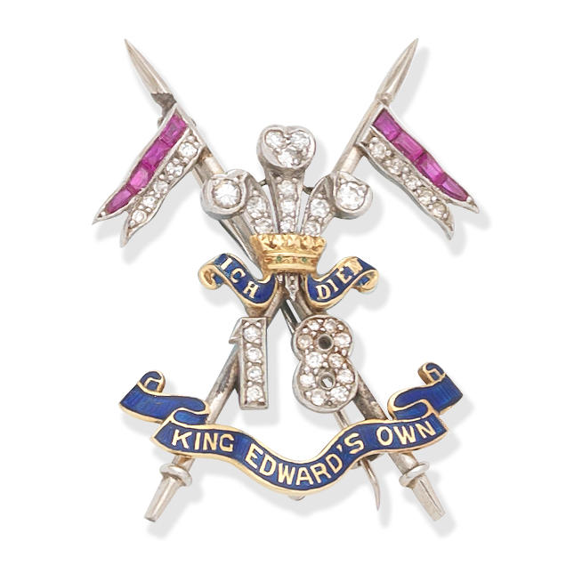 Appraisal: GEM-SET AND ENAMEL TH KING EDWARD'S OWN CAVALRY REGIMENTAL BROOCH