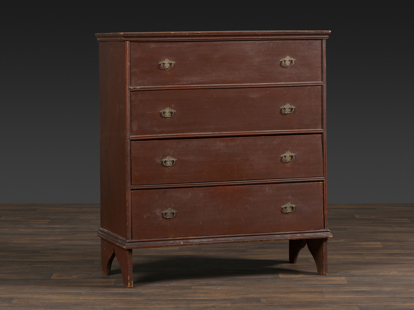 Appraisal: A William and Mary Red Painted Poplar Two-Drawer Blanket Chest