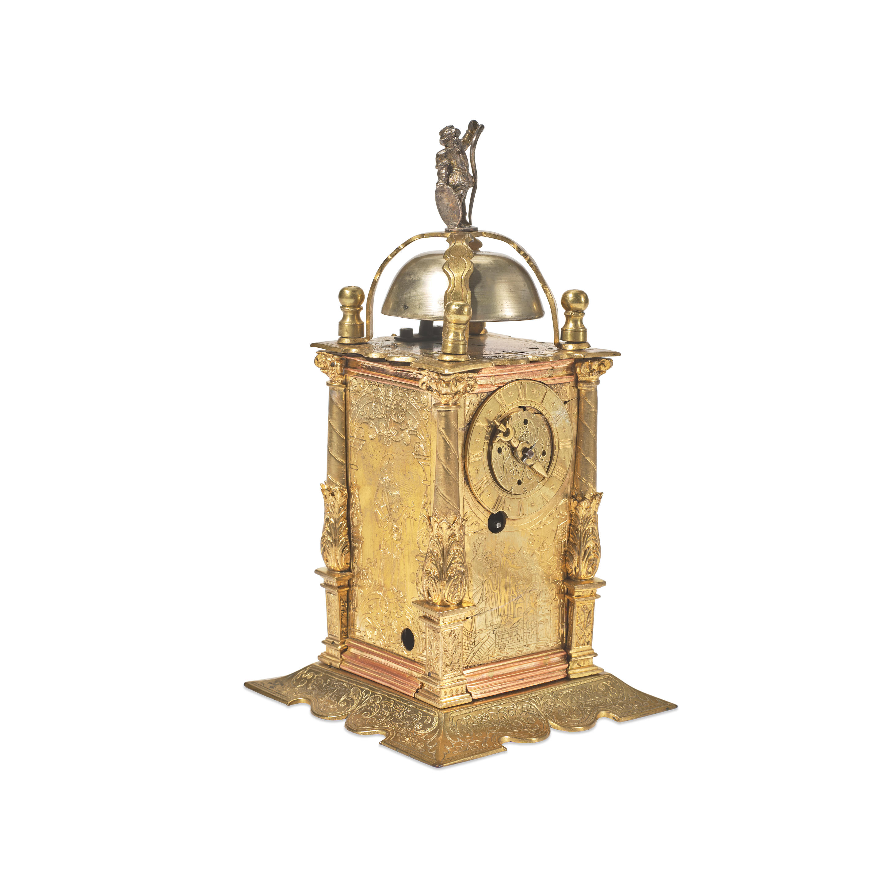 Appraisal: A RARE GERMAN GILT HOUR STRIKING TABLE CLOCK Date Last