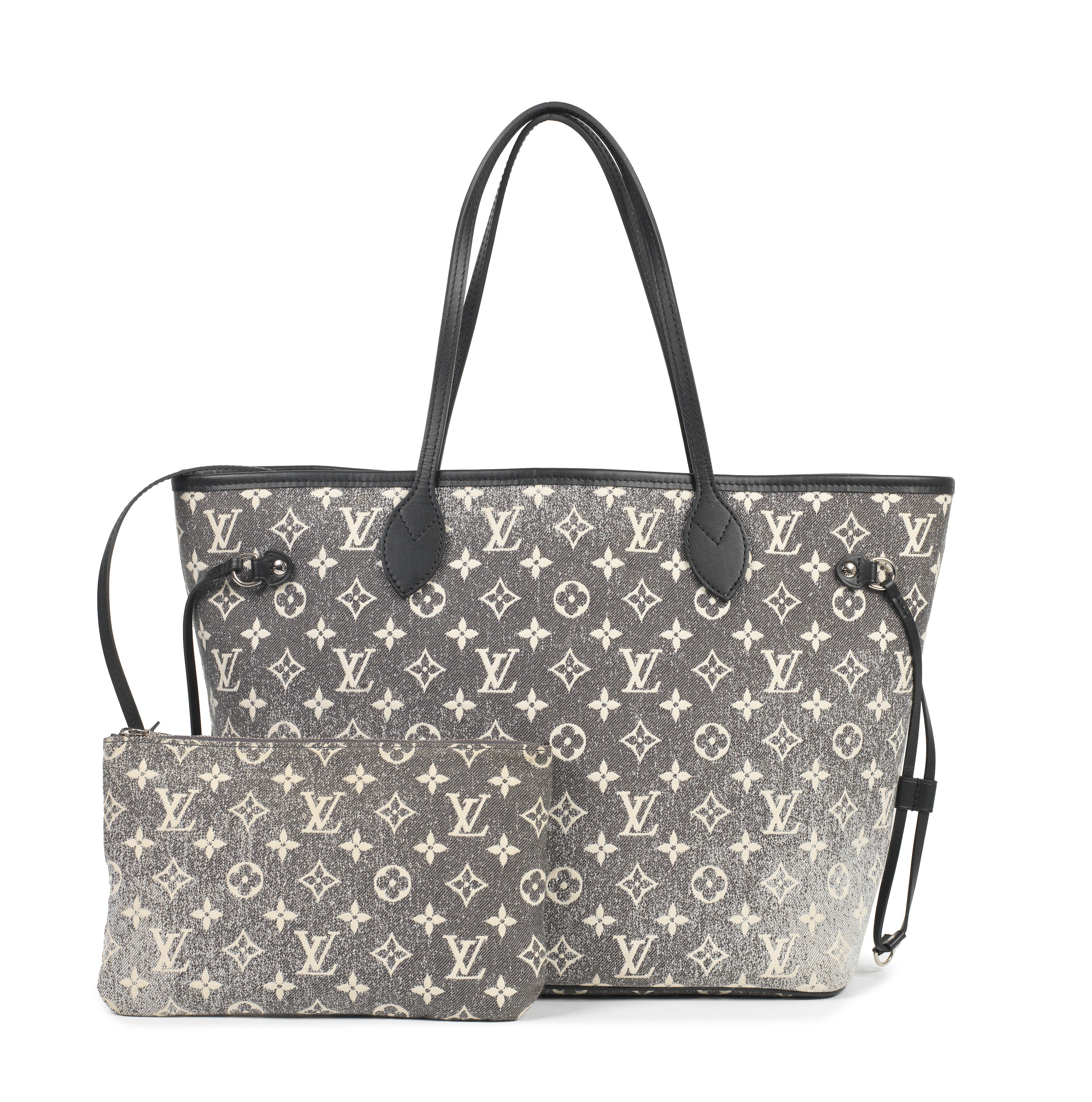 Appraisal: LOUIS VUITTON A GREY DENIM NEVERFULL MM Cruise Monogram jacquard