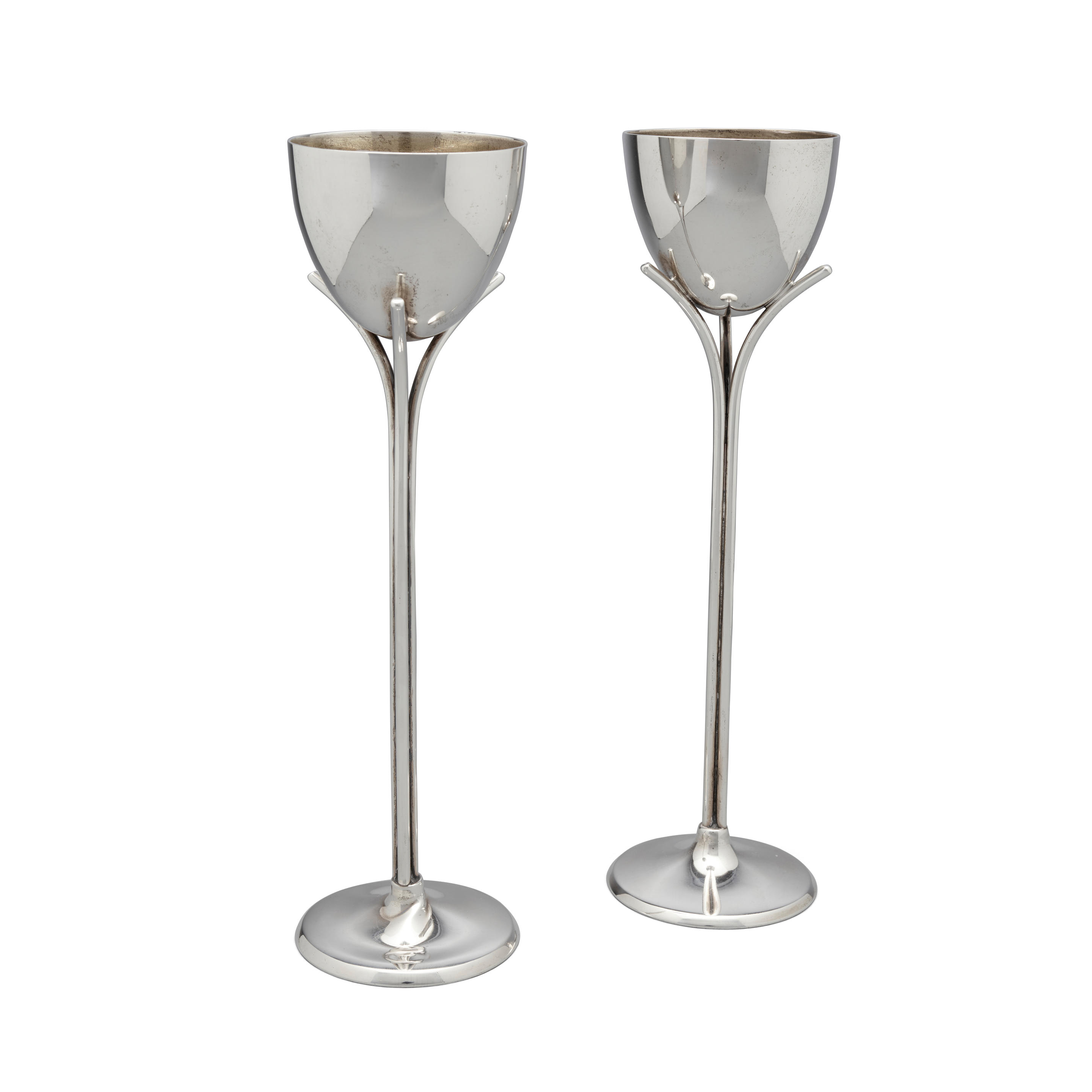 Appraisal: ALLAN ADLER - Pair of Tall Floriform Goblets sterling silver