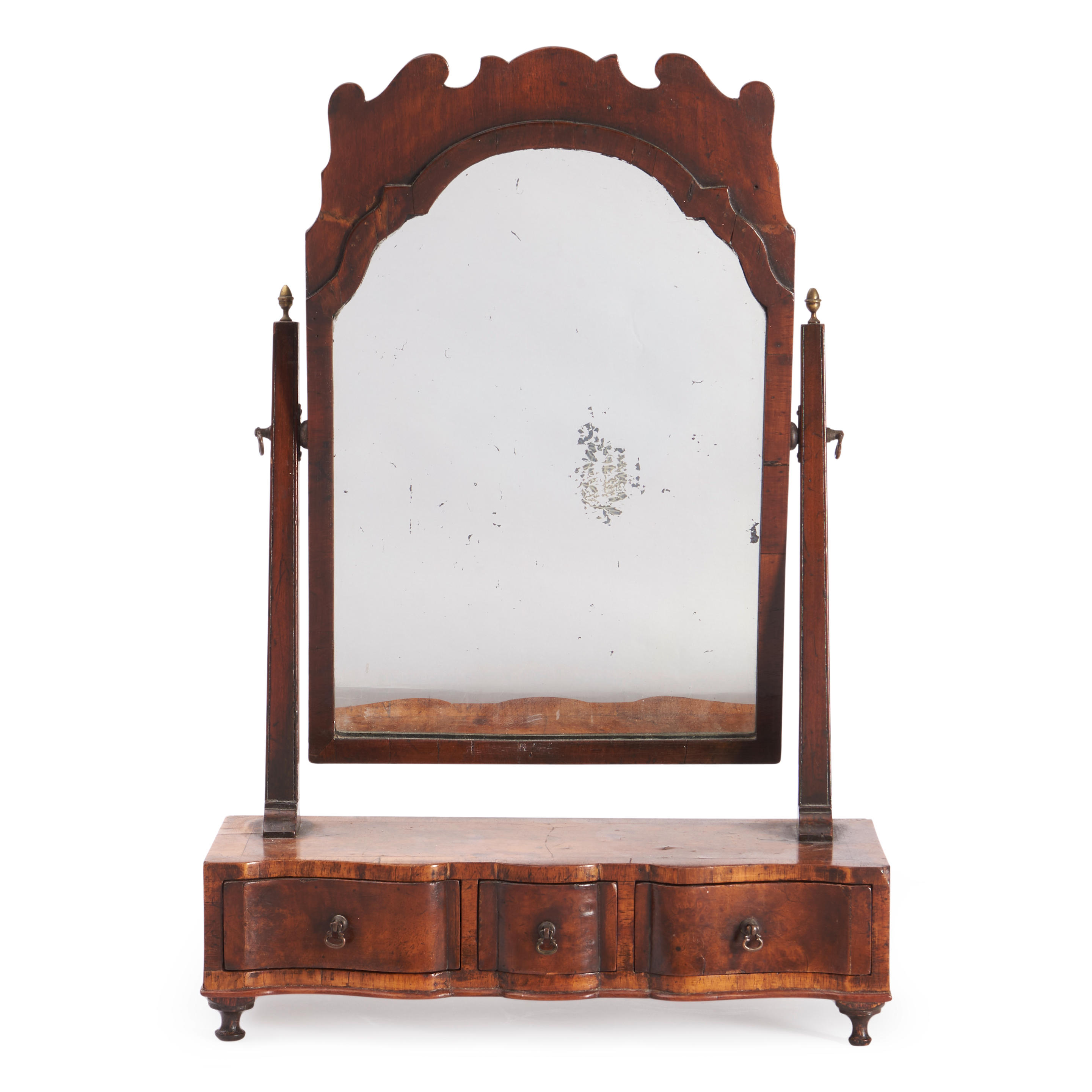 Appraisal: BURLWOOD VENEER DRESSING MIRROR England late th century oak secondary