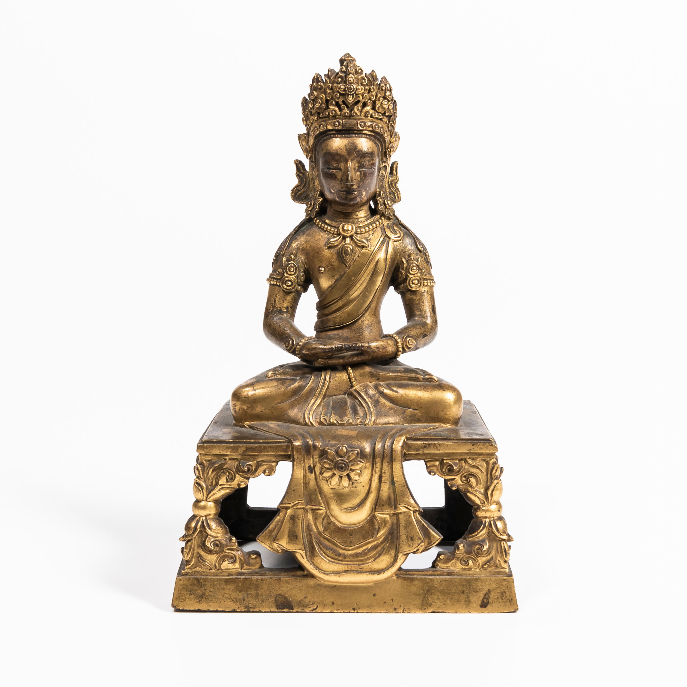 Appraisal: GILT BRONZE FIGURE OF AMITAYUS Sino-Tibet th century wearing a