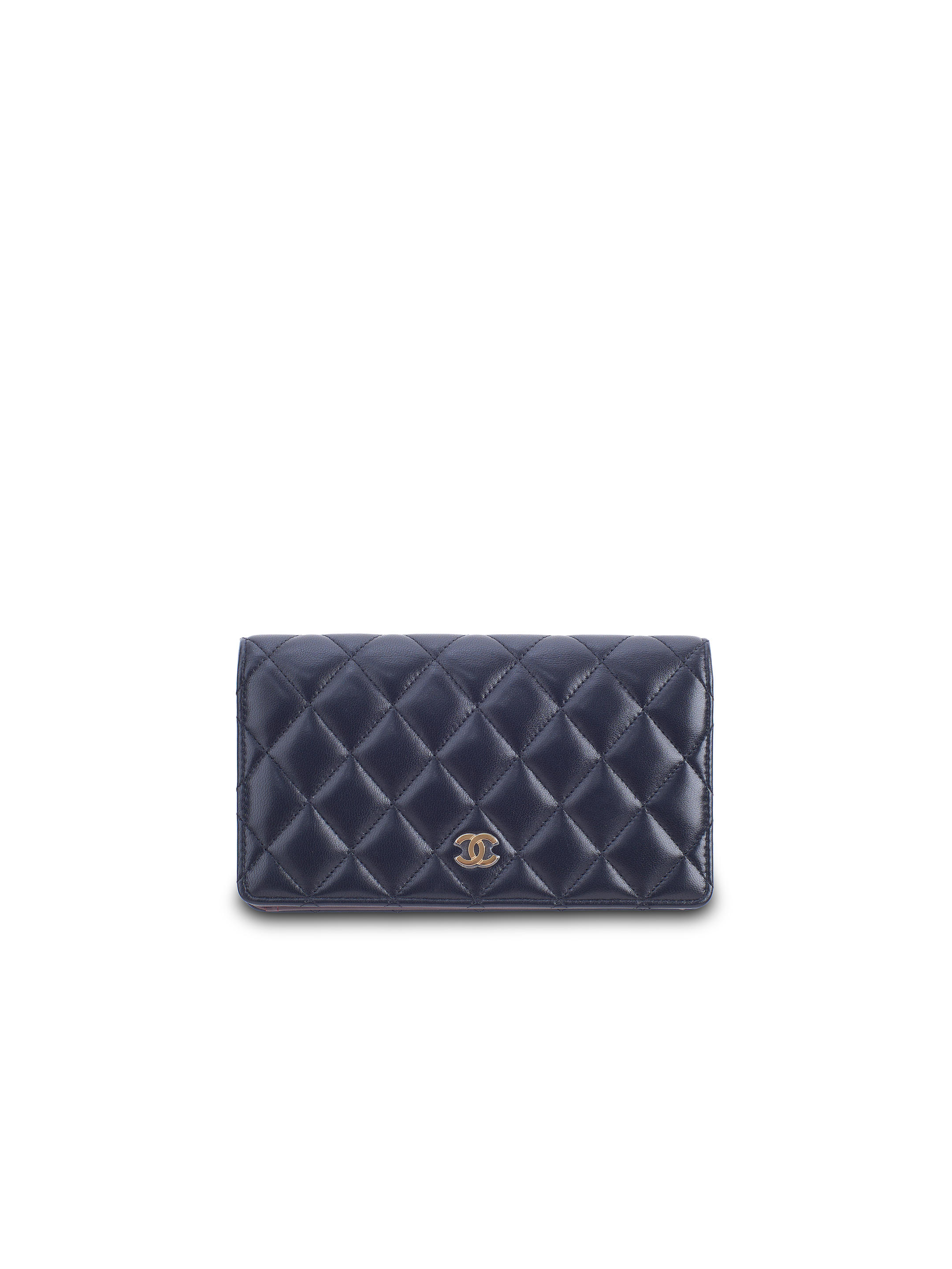 Appraisal: CHANEL BLACK QUILTED LONG WALLET GOLD TONED HARDWARE Dimension W