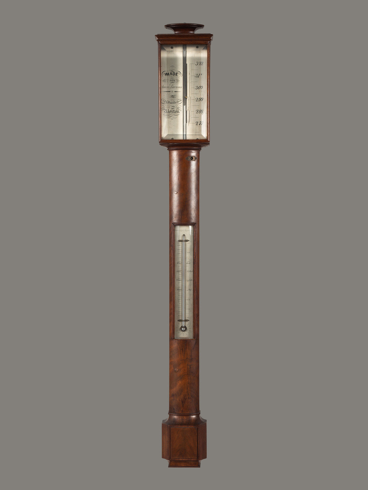 Appraisal: A Federal Mahogany Stick Barometer John S F Huddleston Boston