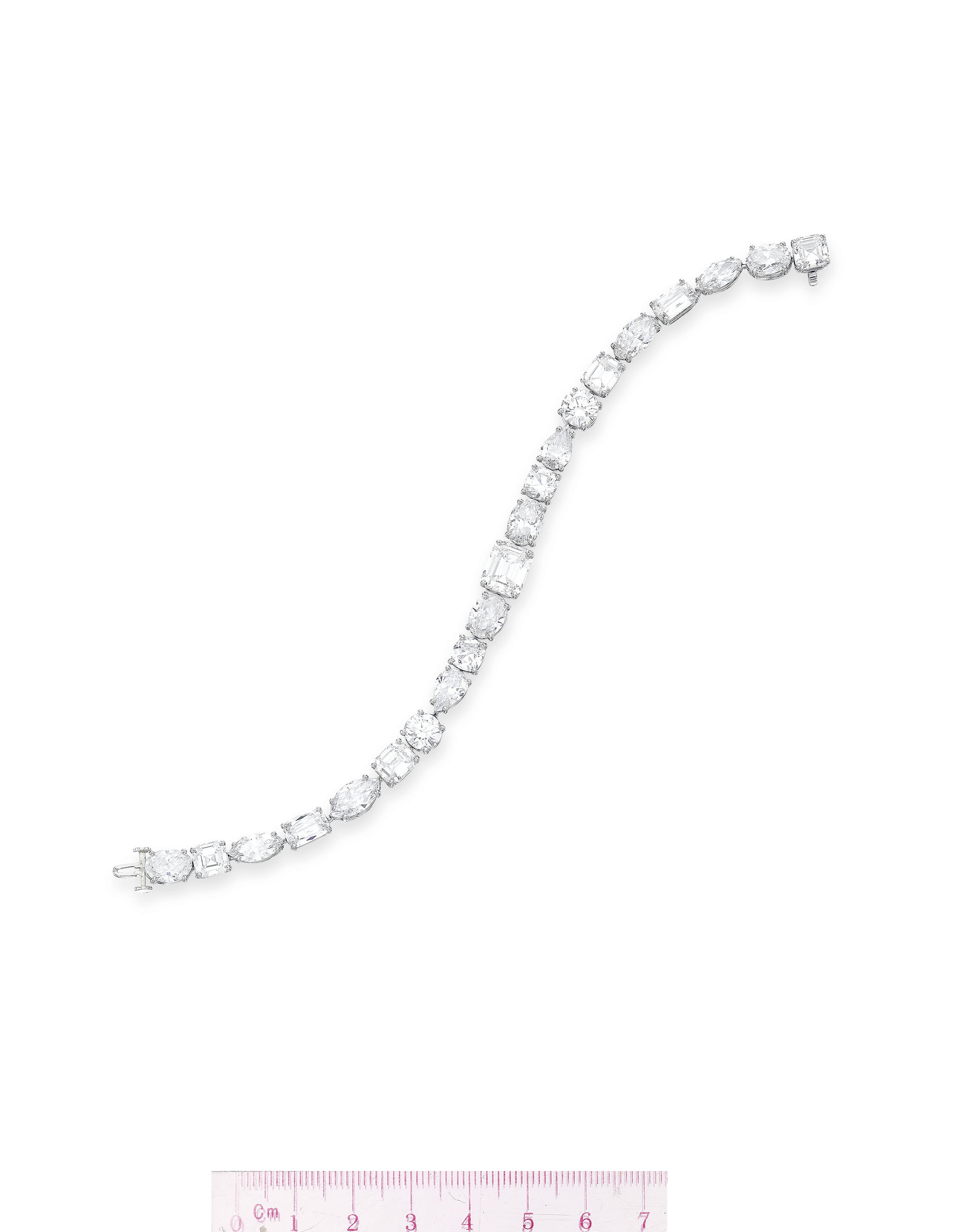 Appraisal: DIAMOND BRACELET Designed as a series of twenty-one vari-cut diamonds