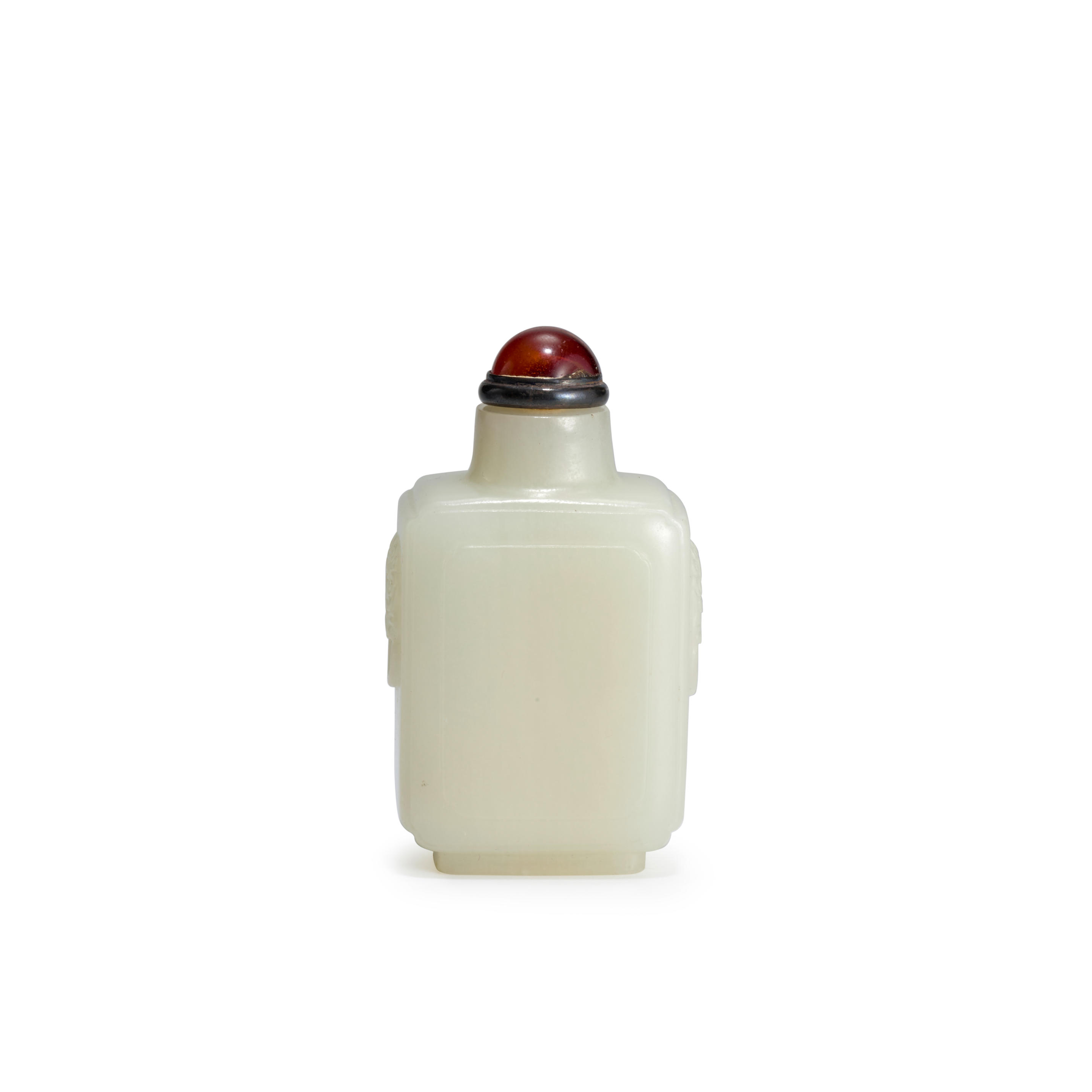 Appraisal: A WHITE JADE SNUFF BOTTLE - Of flattened rectangular form