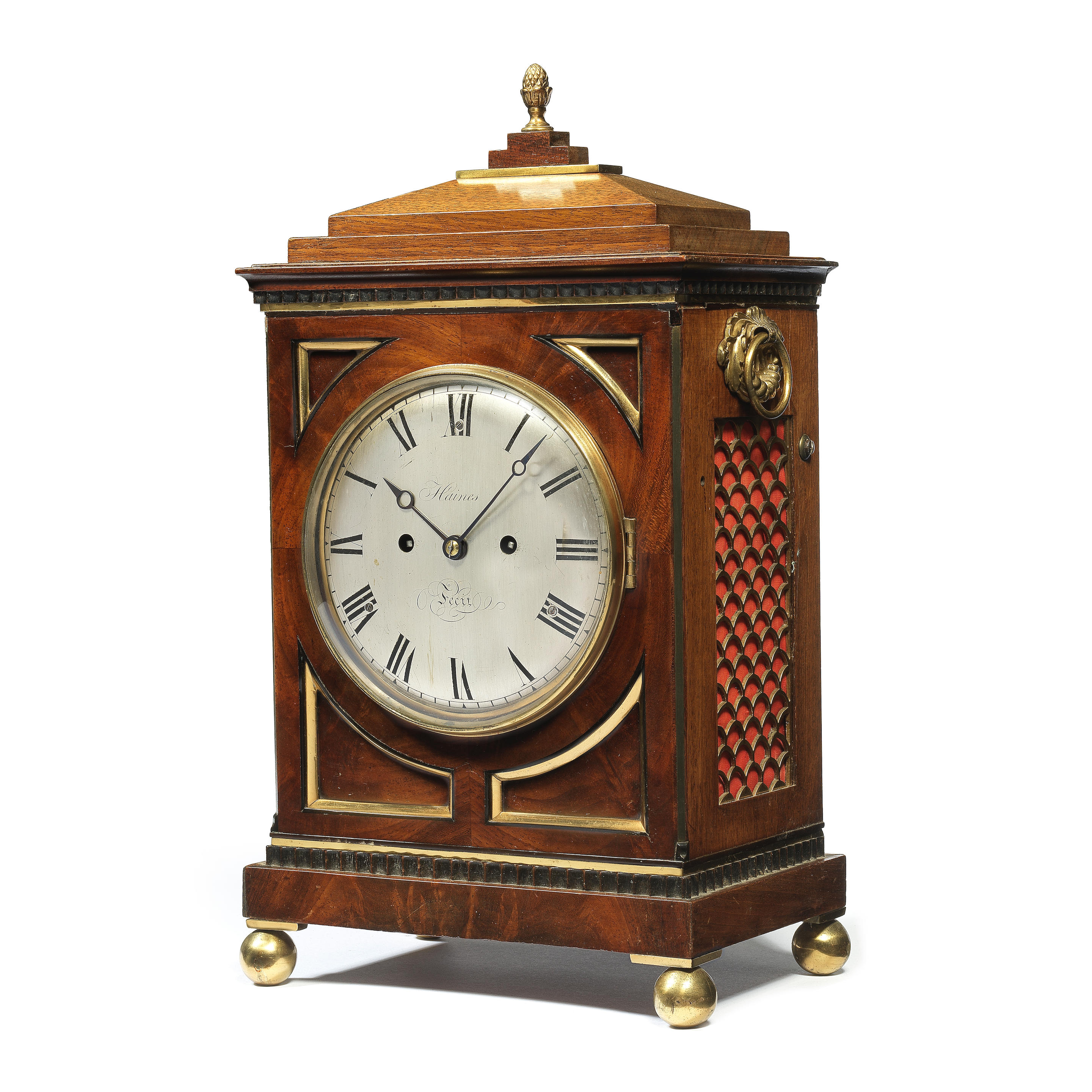 Appraisal: A LATE TH CENTURY BRASS BOUND MAHOGANY TABLE CLOCK WITH