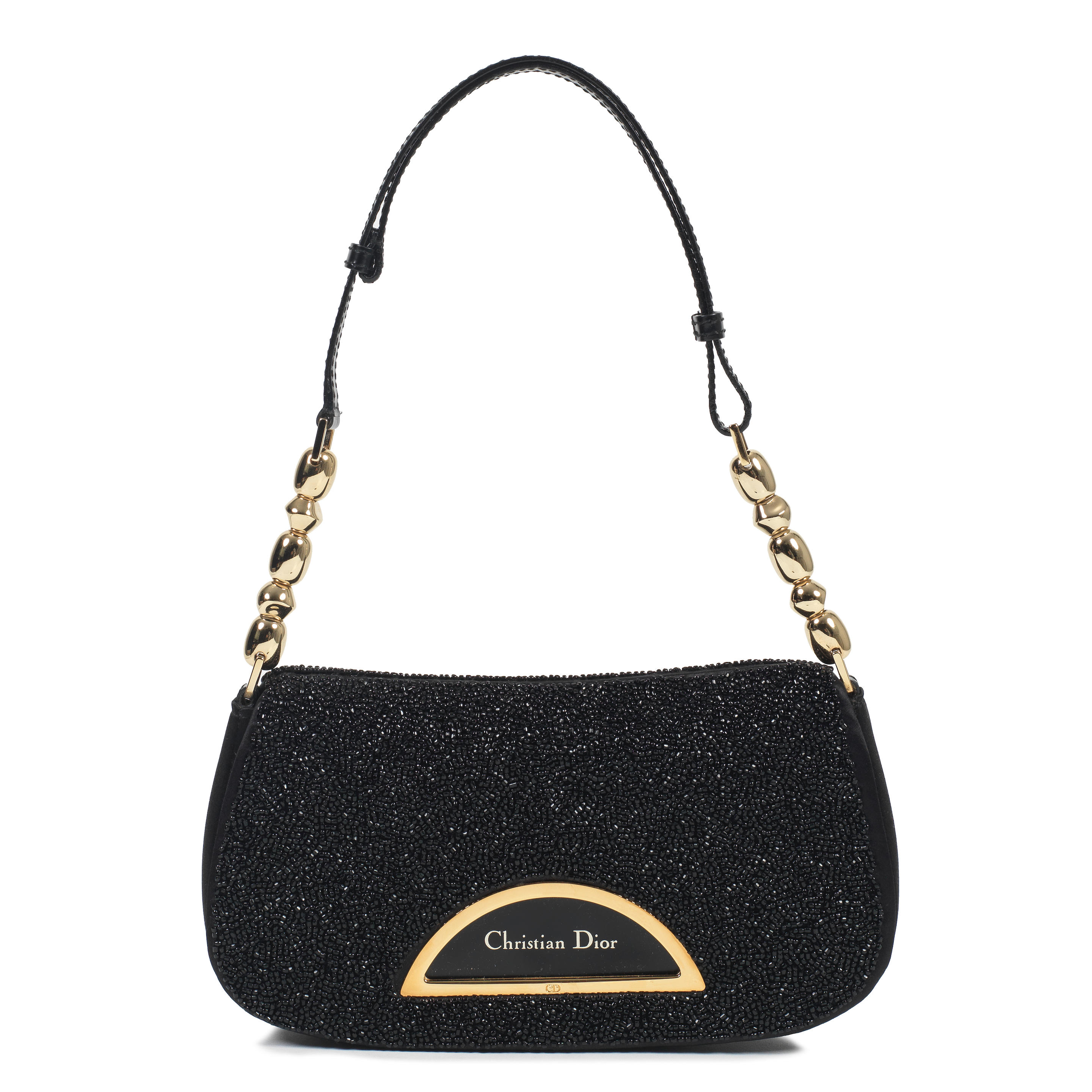 Appraisal: CHRISTIAN DIOR A BLACK BEADED SATIN SMALL SAC MALICE Black