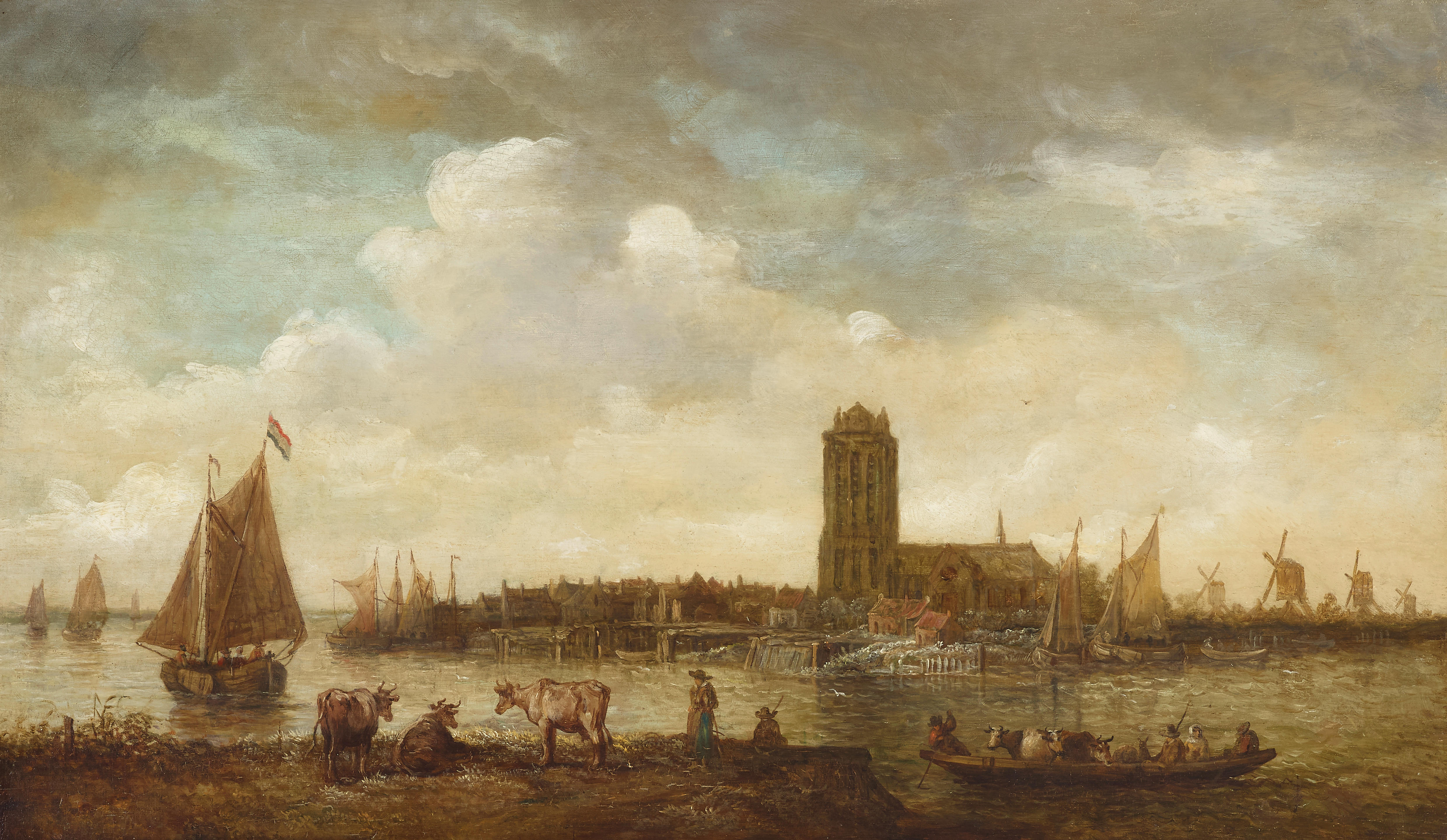 Appraisal: DUTCH SCHOOL TH TH CENTURY A view of Dordrecht oil