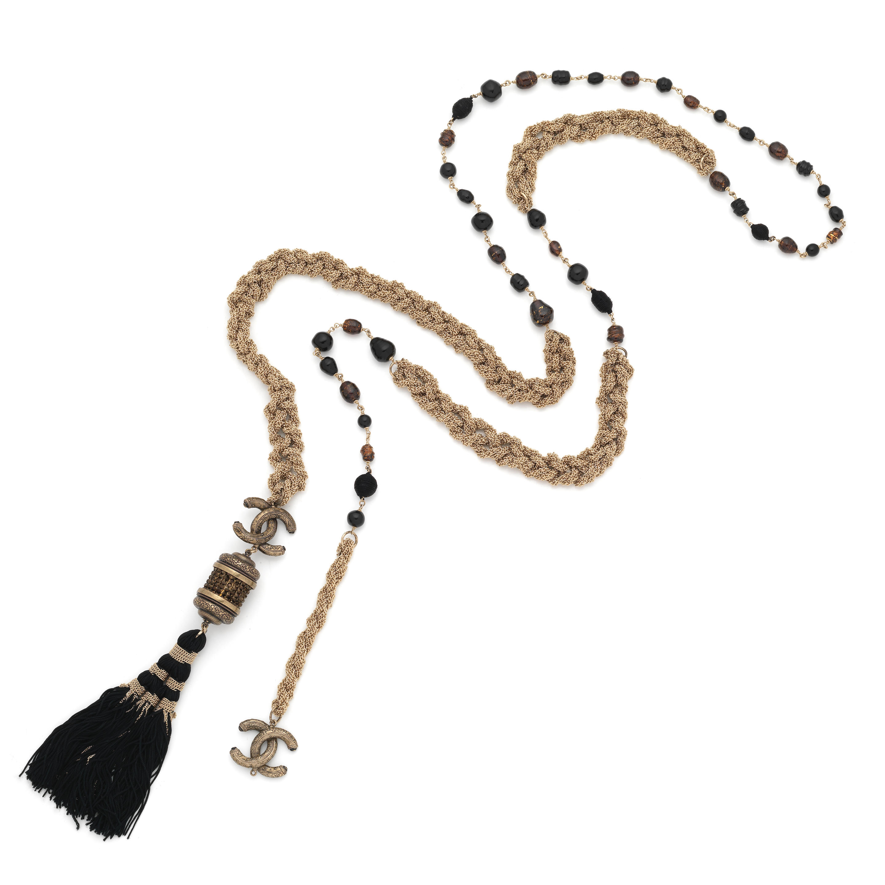 Appraisal: CHANEL A LONG GOLD MULTI-CHAIN TASSEL NECKLACE Paris-Shanghai Metiers d'art