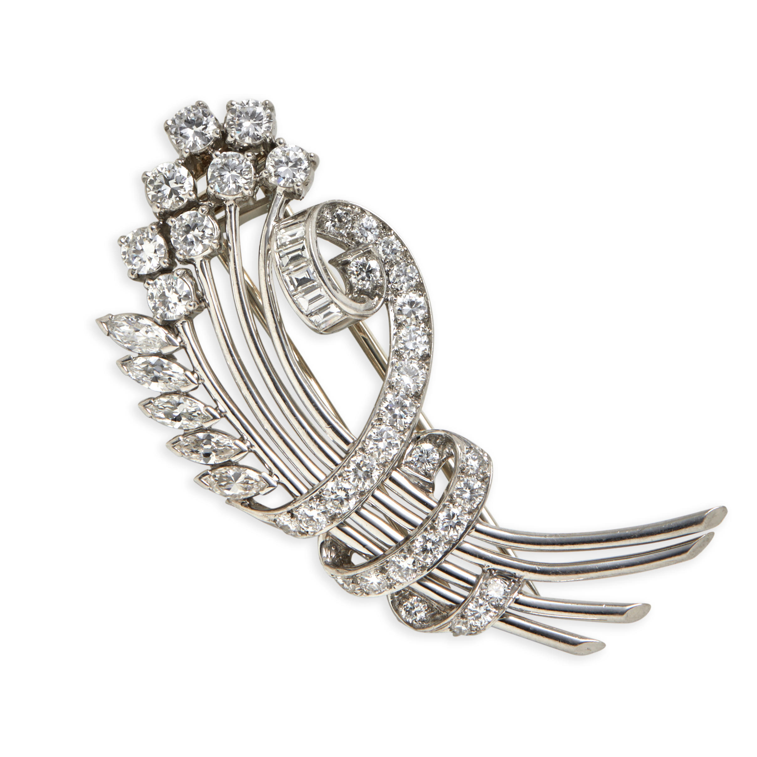 Appraisal: A PLATINUM AND DIAMOND SPRAY BROOCH CIRCA S Set with