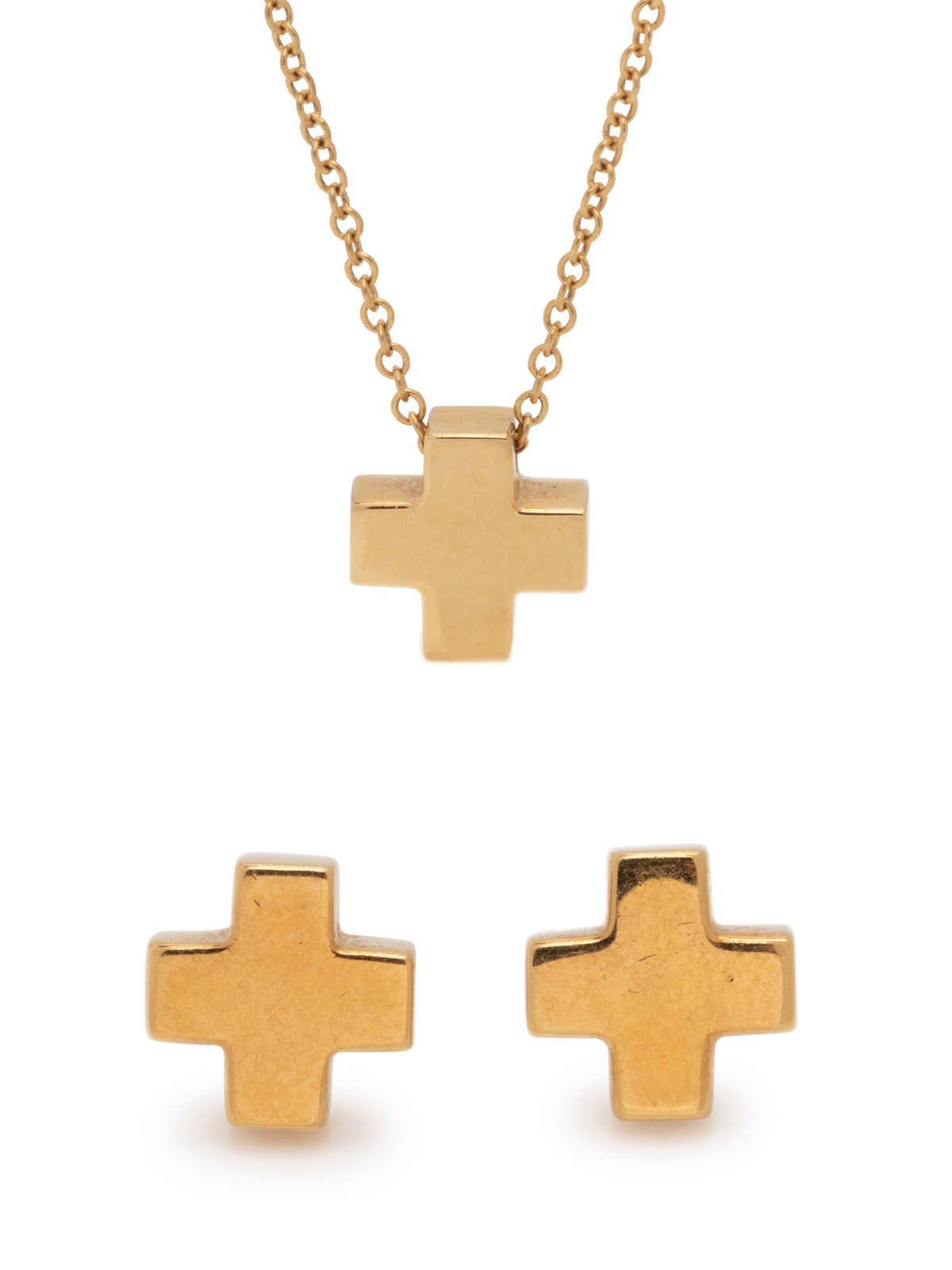 Appraisal: TIFFANY amp CO YELLOW GOLD SET Consisting of a cross