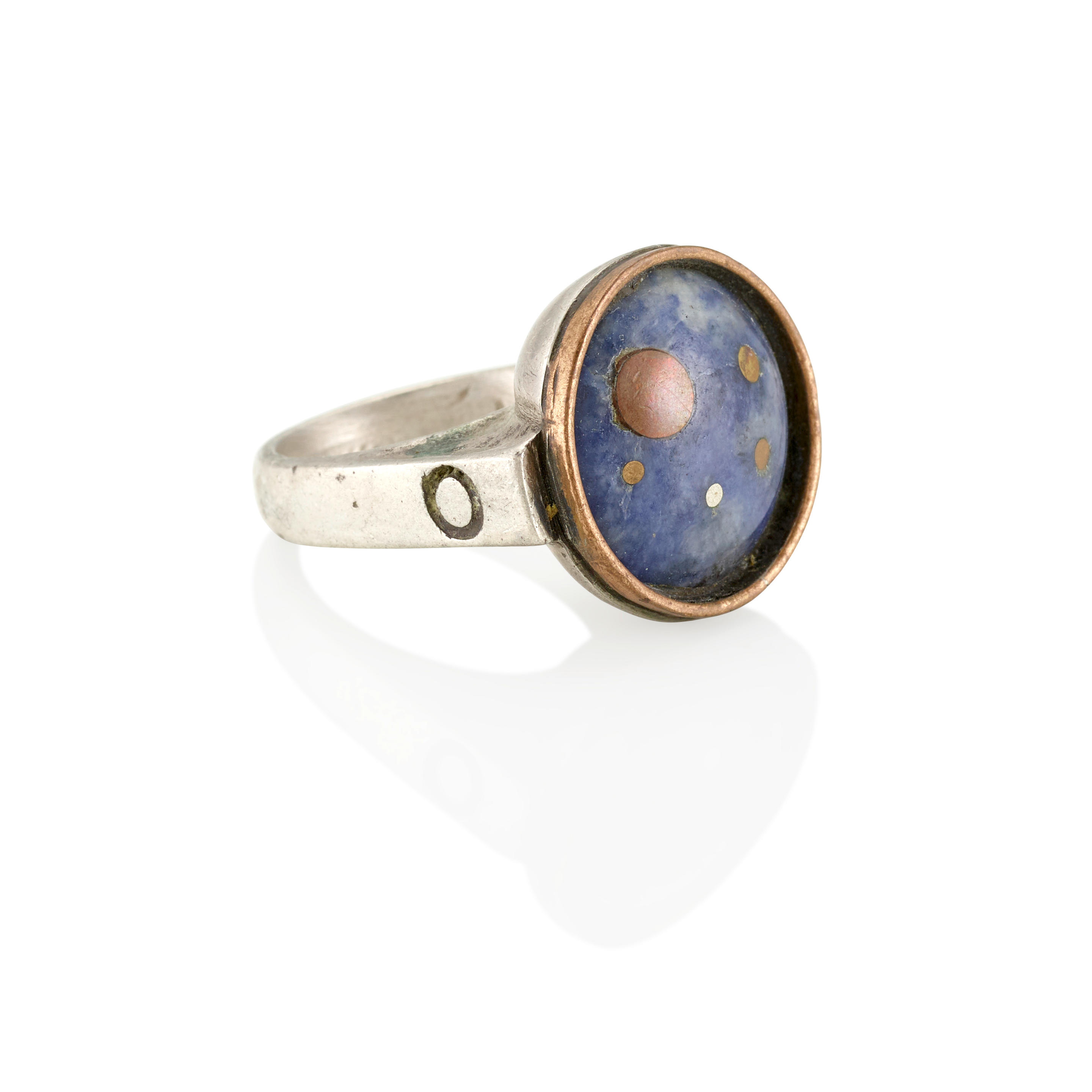 Appraisal: MACCHIARINI A MIXED METAL AND HARDSTONE RING Featuring a round