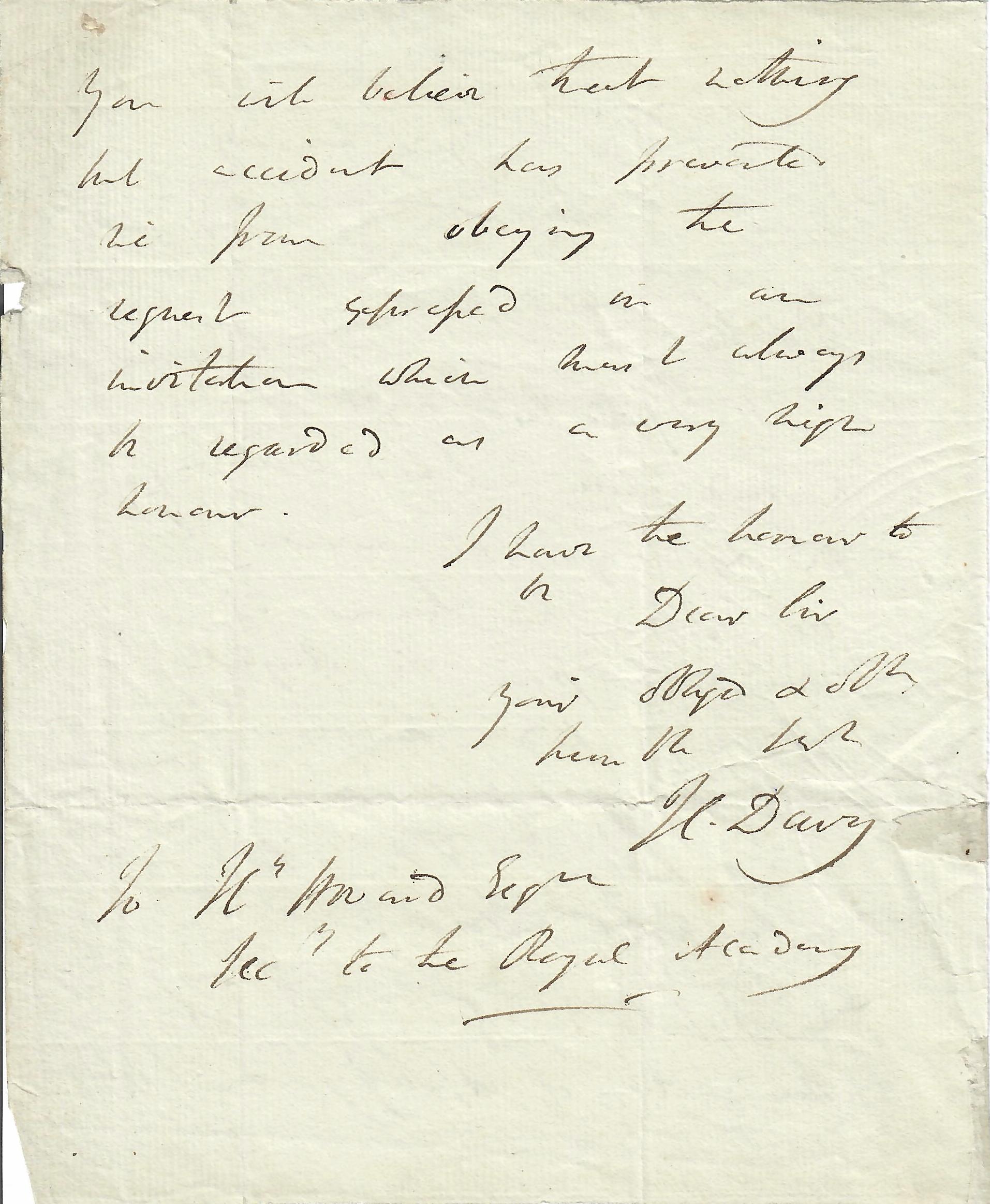 Appraisal: DAVY HUMPHRY - Autograph Letter Signed to Henry Howard pp