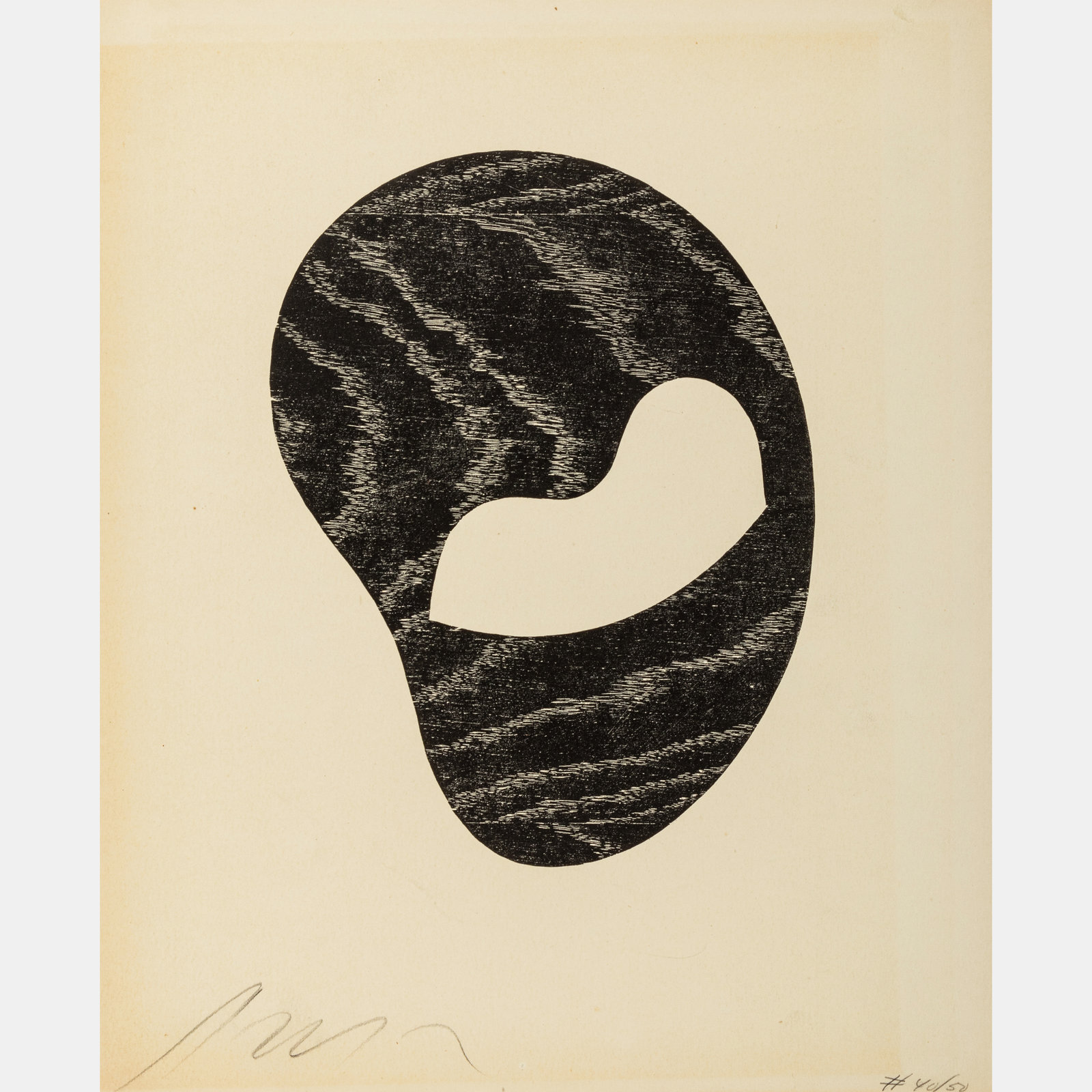 Appraisal: Jean Hans Arp French German - Mask woodcut signed and