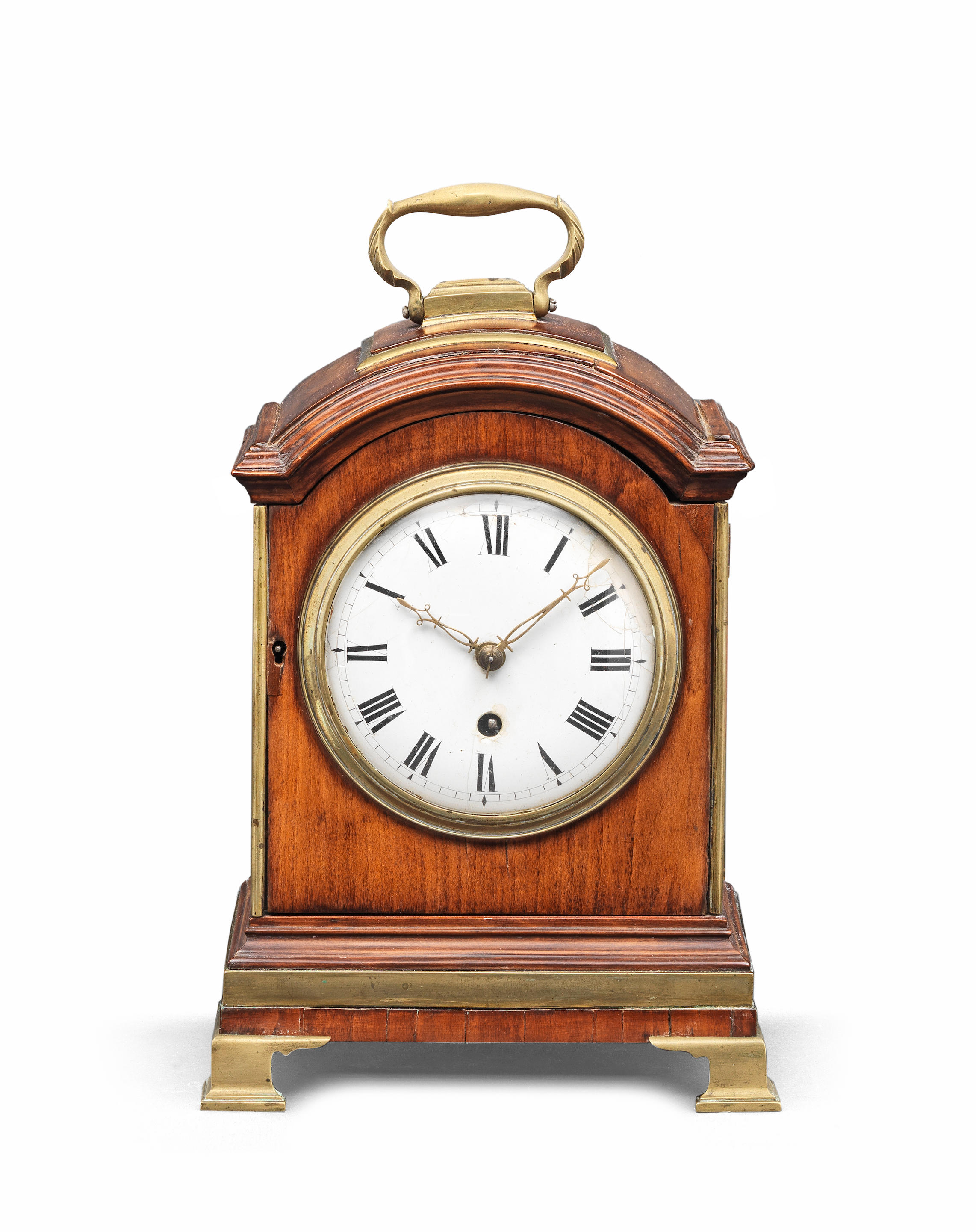 Appraisal: AN EARLY TH CENTURY BRASS-BOUND SINGLE PAD TOP TABLE CLOCK