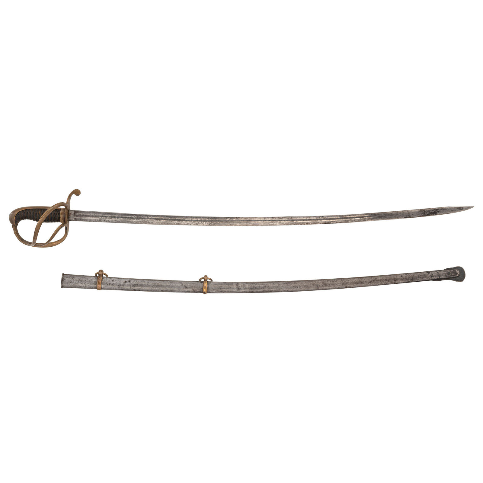 Appraisal: Germanic Chevaulegers Style Saber with Scabbard Inscribed to st Lt