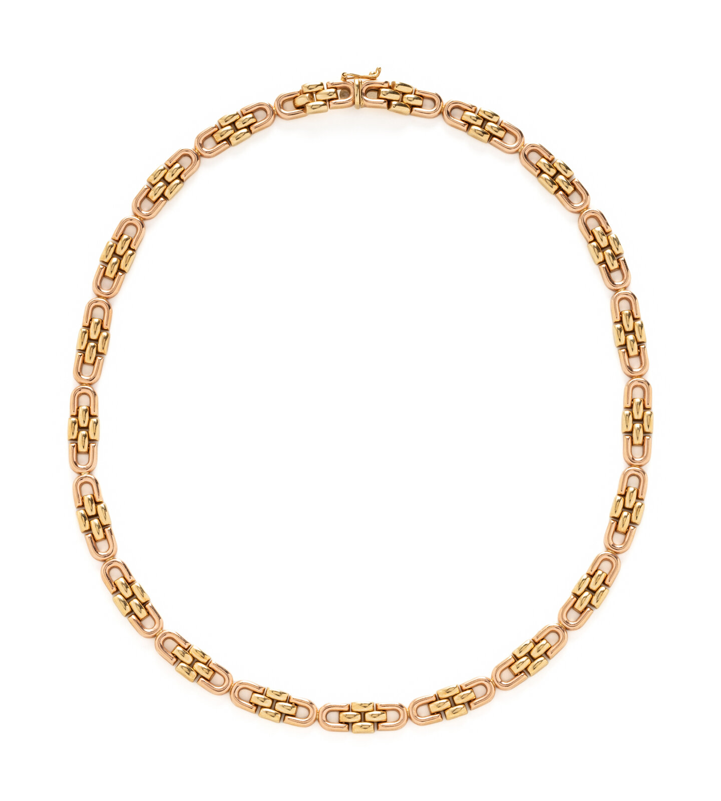 Appraisal: BICOLOR GOLD NECKLACE Fancy links measuring approximately mm wide karat