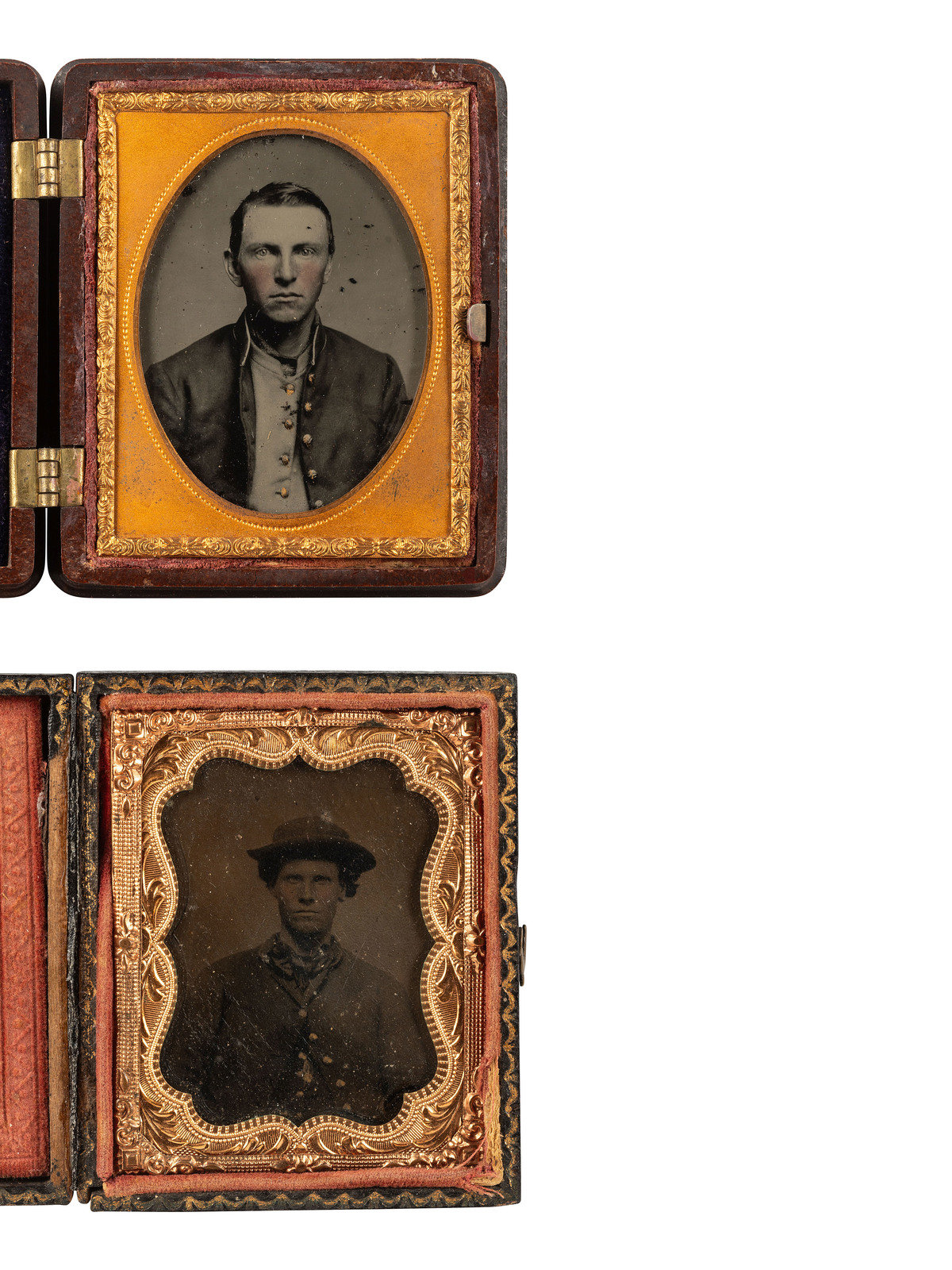 Appraisal: CIVIL WAR A group of cased images of young soldiers