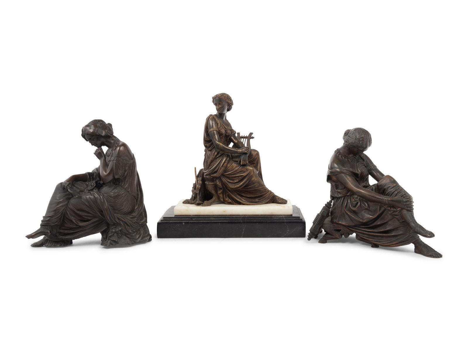 Appraisal: Three Continental Bronze Figures comprising two examples after Jean Jacques