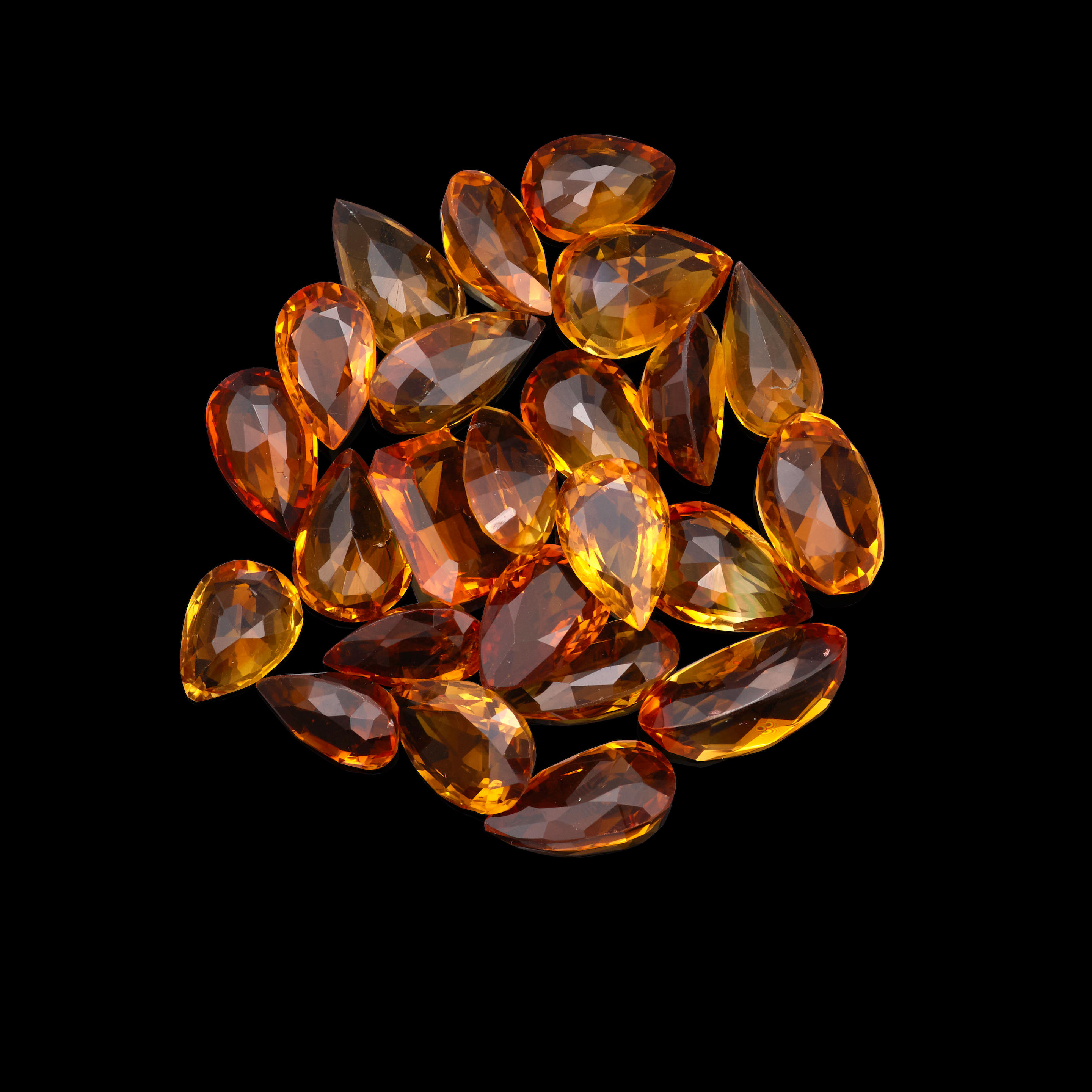 Appraisal: GROUP OF CITRINES Consisting predominantly of pear-shaped stones together with