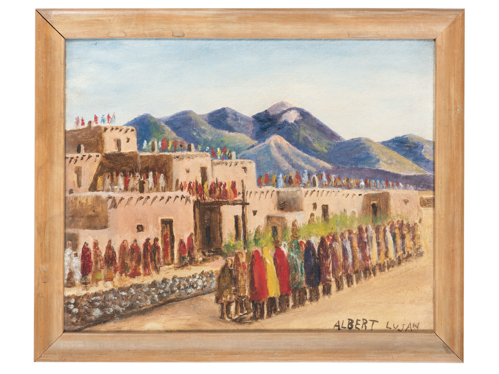 Appraisal: Albert Lujan Xenaiua Taos untitled Taos pueblo with figures in